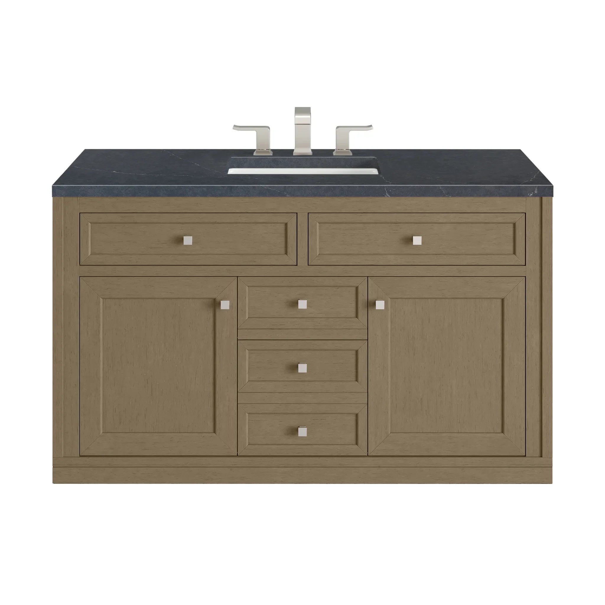 48" Chicago Single Vanity in Walnut Whisper-Charcoal Soapstone Silestone-8" Widespread image 2