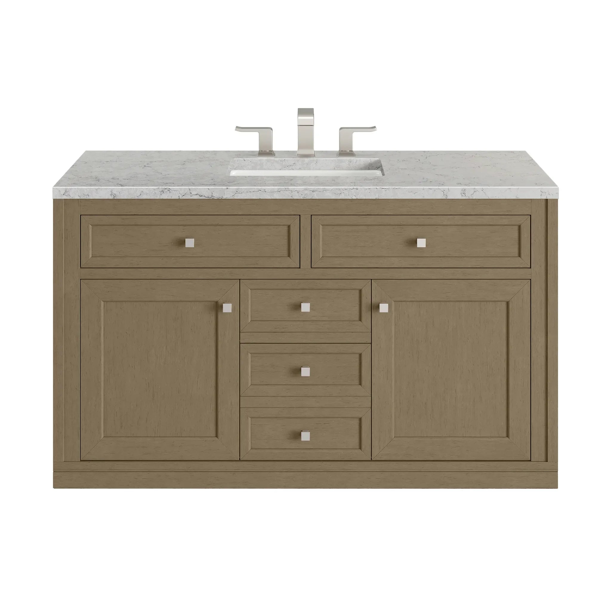 48" Chicago Single Vanity in Walnut Whisper-Eternal Jasmine Pearl Silestone-8" Widespread image 2