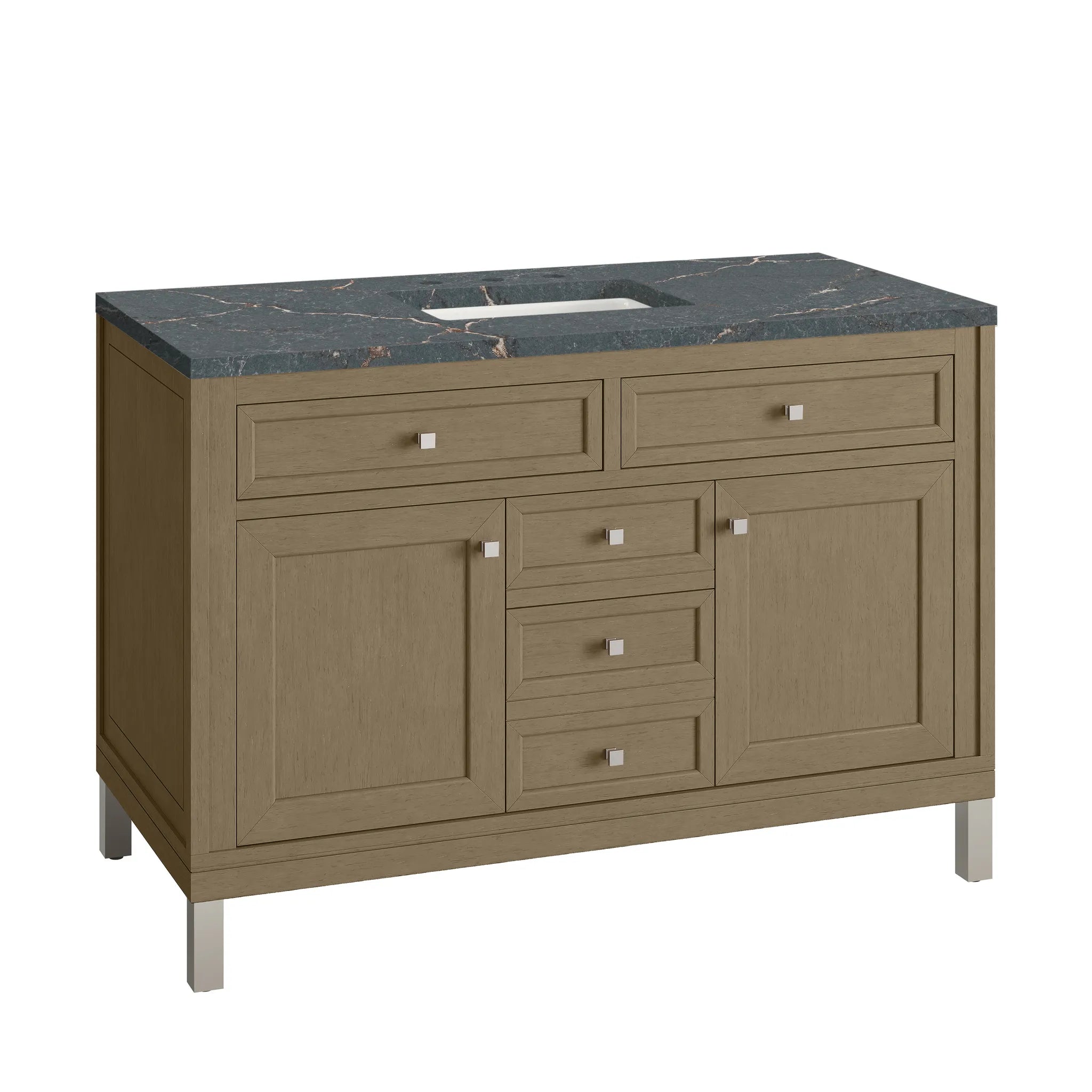 48" Chicago Single Vanity in Walnut Whisper-Parisien Bleu Silestone-8" Widespread image 12