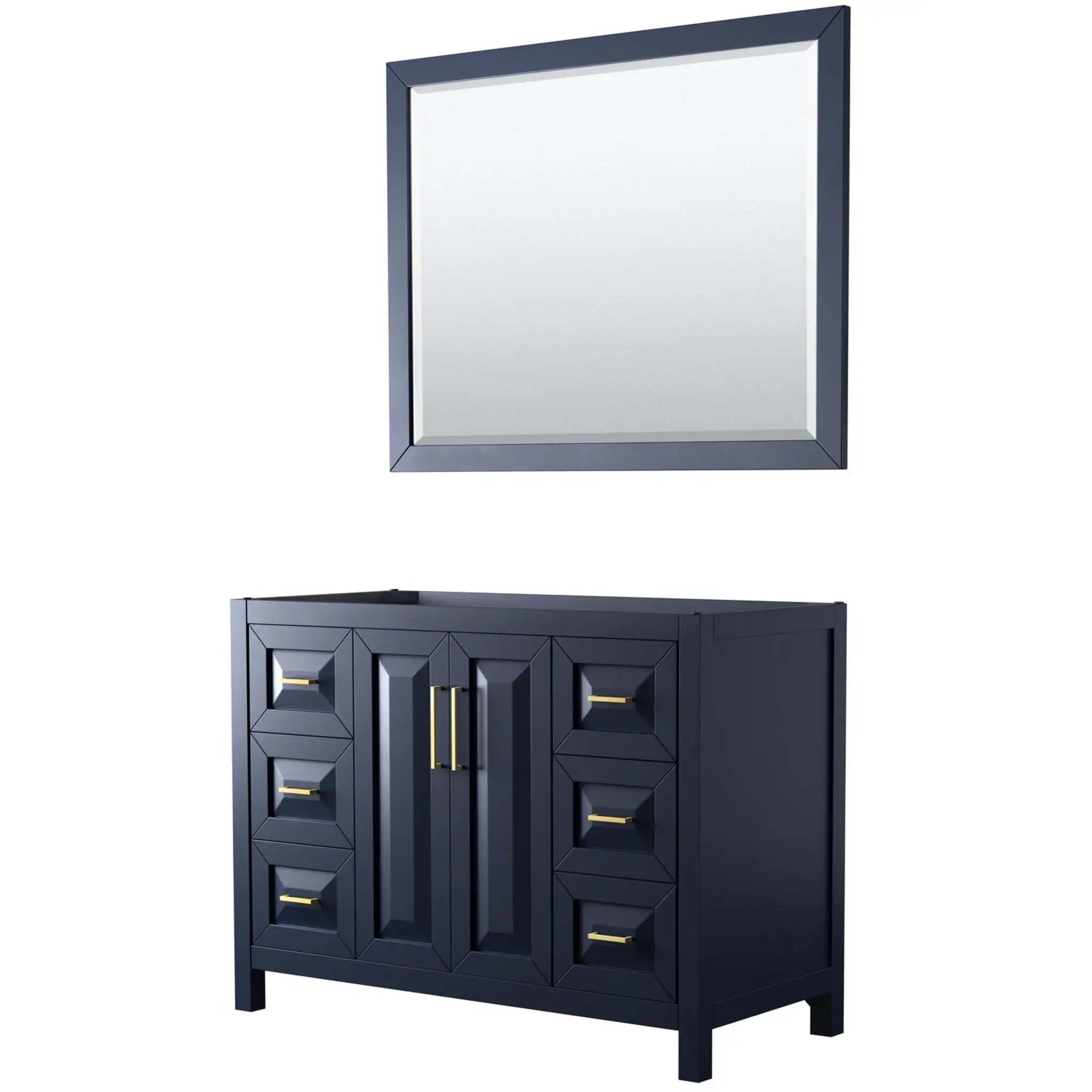 48" Daria Single Bathroom Vanity in Dark Blue with Brushed Gold Trim & 46" Mirror by Wyndham
