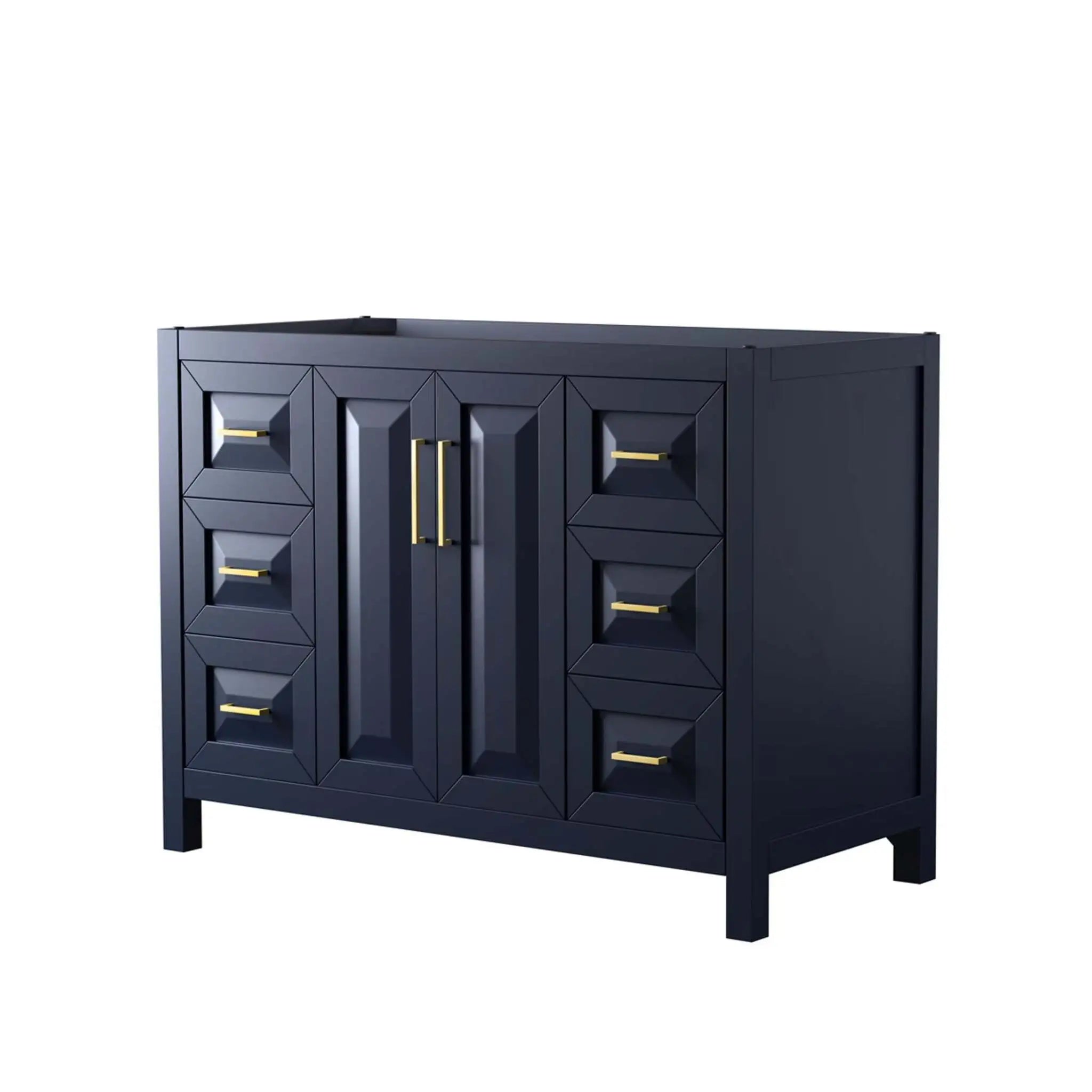 48" Daria Single Bathroom Vanity in Dark Blue with Brushed Gold Trim by Wyndham