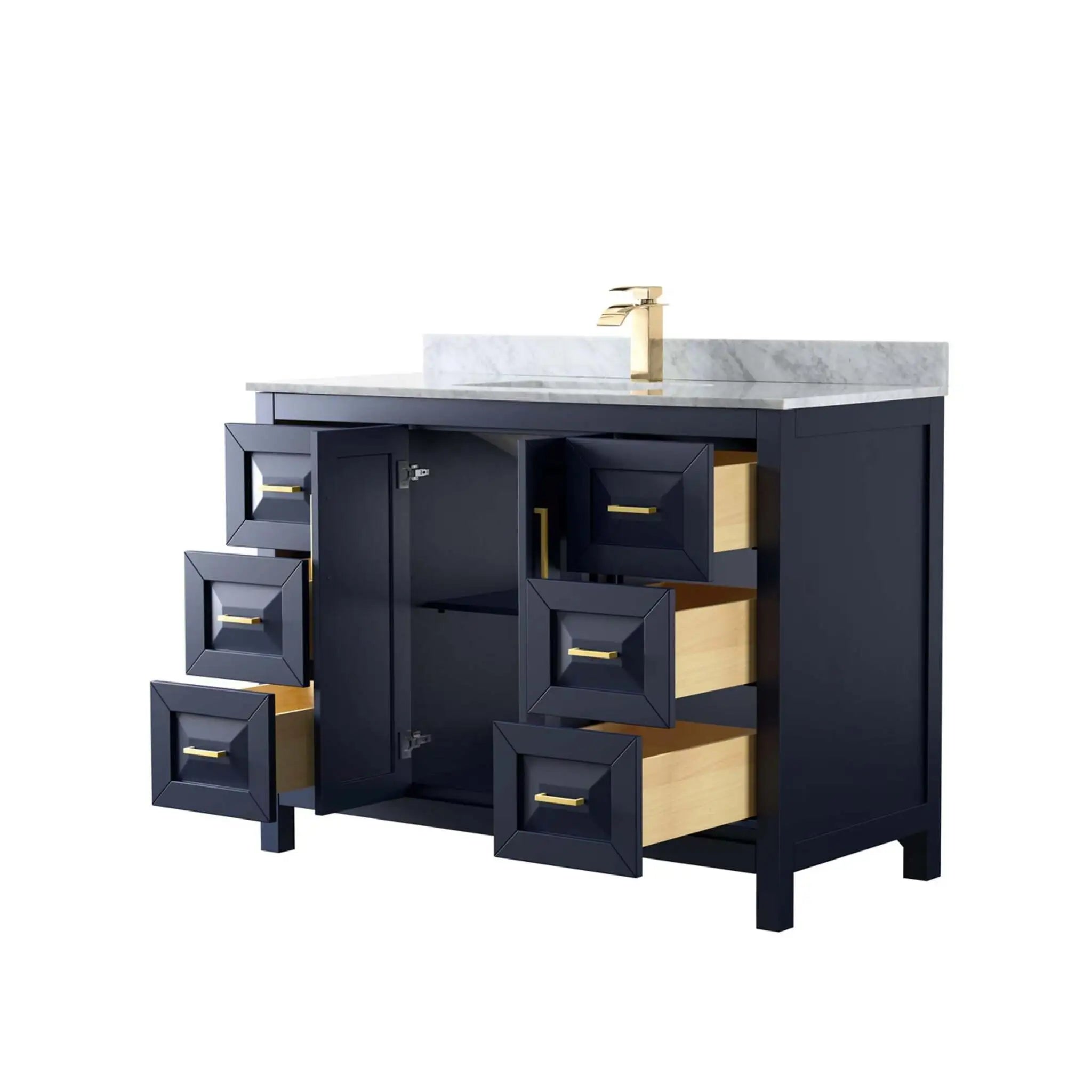 48" Daria Single Bathroom Vanity in Dark Blue with Brushed Gold Trim by Wyndham