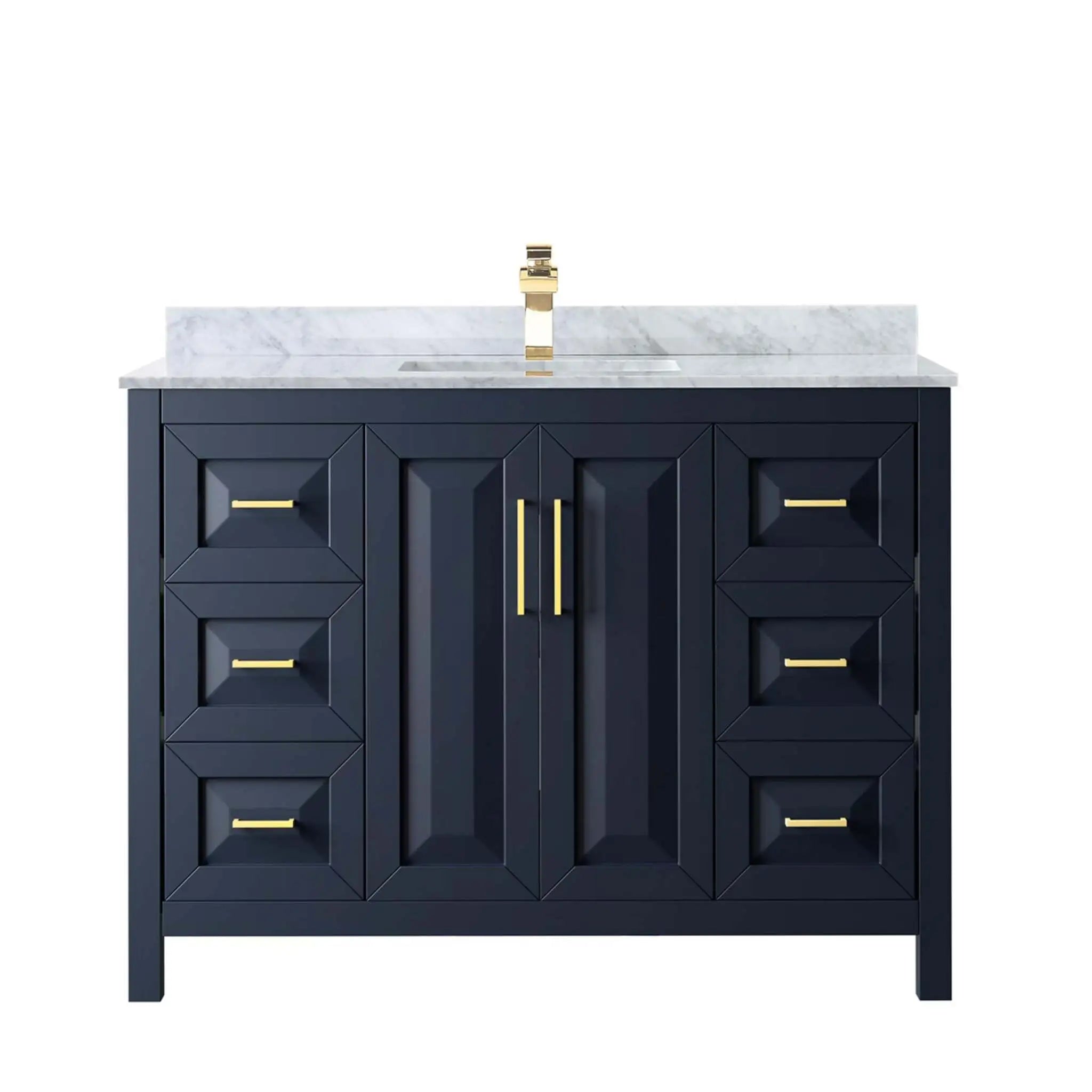 48" Daria Single Bathroom Vanity in Dark Blue with Brushed Gold Trim by Wyndham