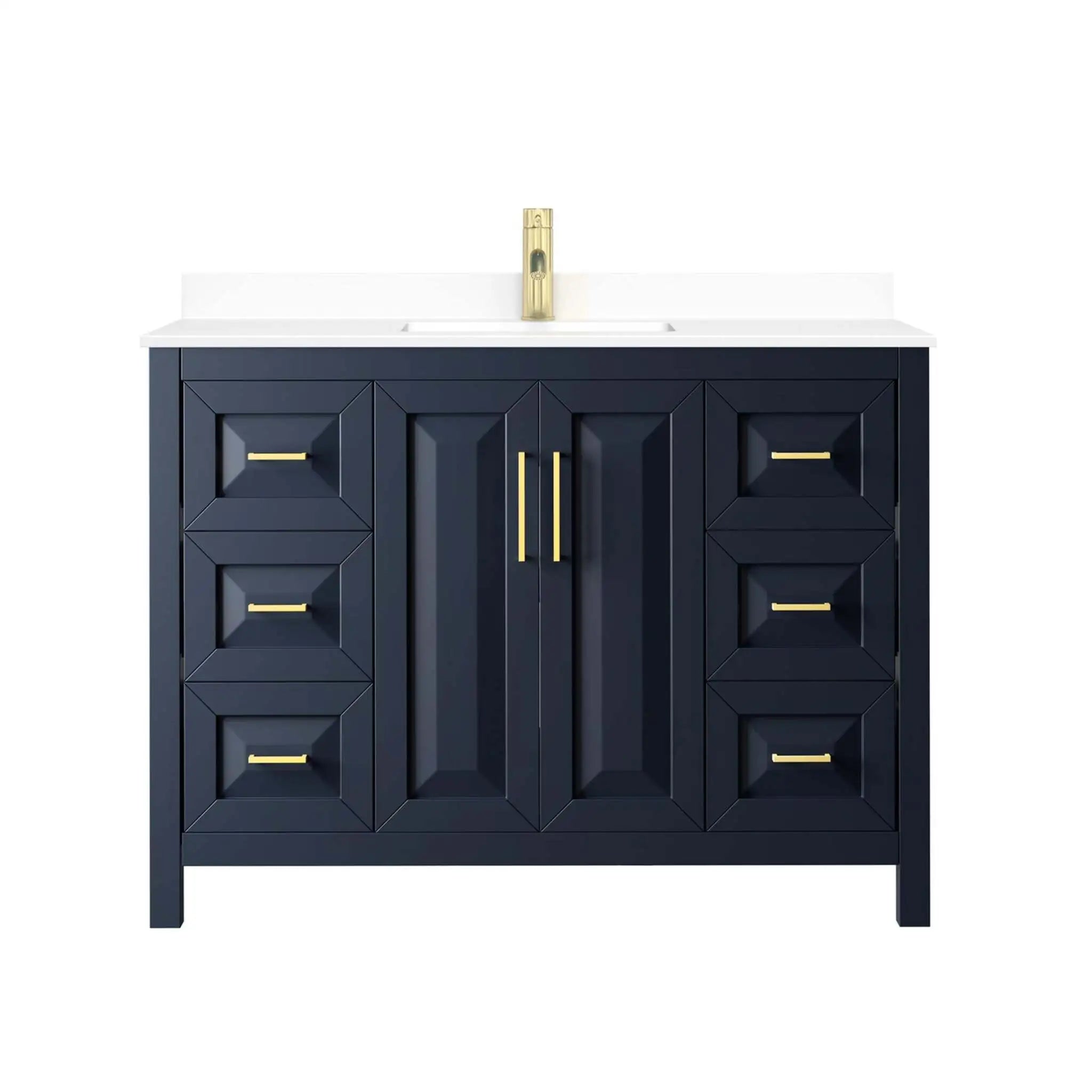 48" Daria Single Bathroom Vanity in Dark Blue with Brushed Gold Trim by Wyndham