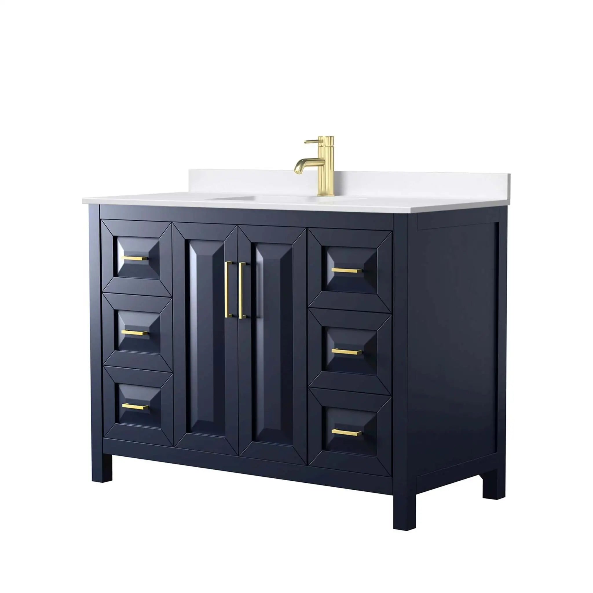 48" Daria Single Bathroom Vanity in Dark Blue with Brushed Gold Trim by Wyndham
