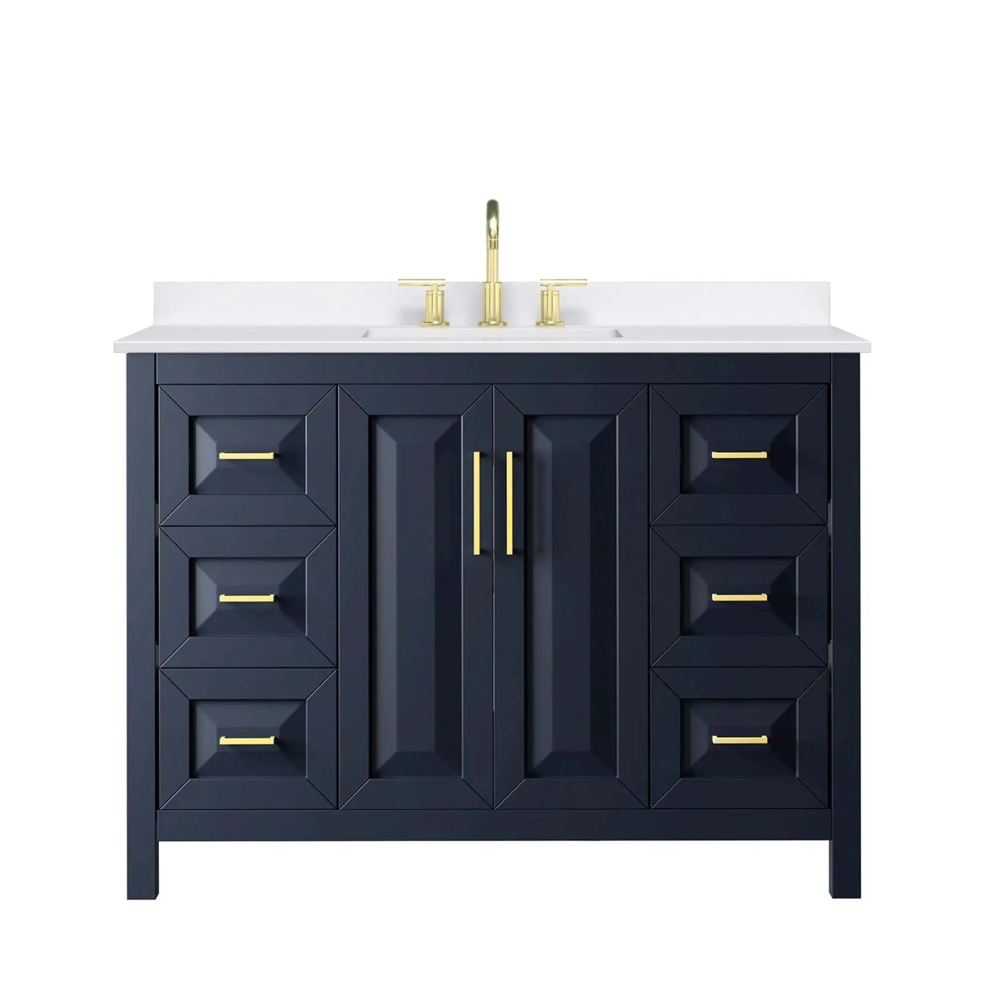 48" Daria Single Bathroom Vanity in Dark Blue with Brushed Gold Trim by Wyndham
