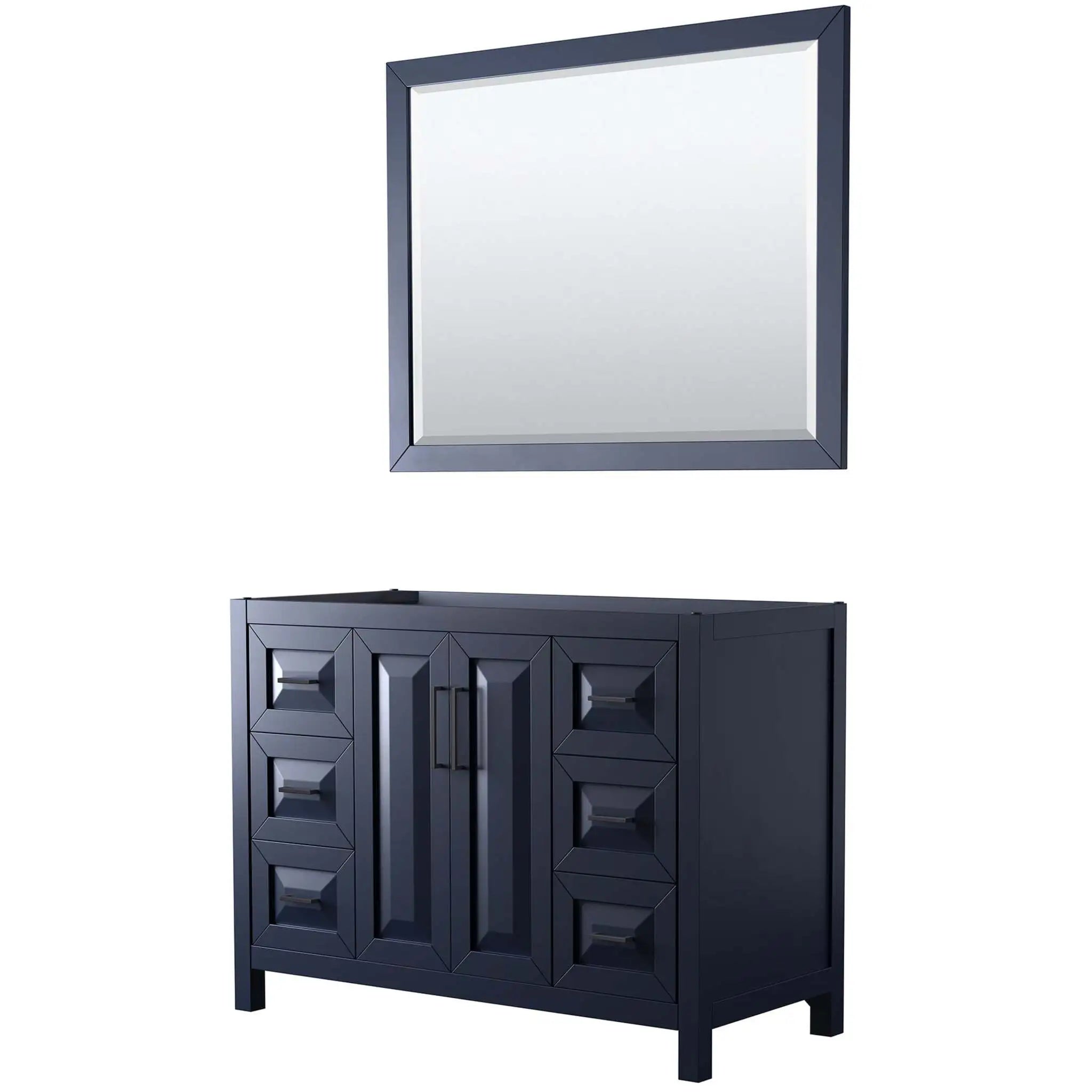 48" Daria Single Bathroom Vanity in Dark Blue with Matte Black Trim & 46" Mirror by Wyndham