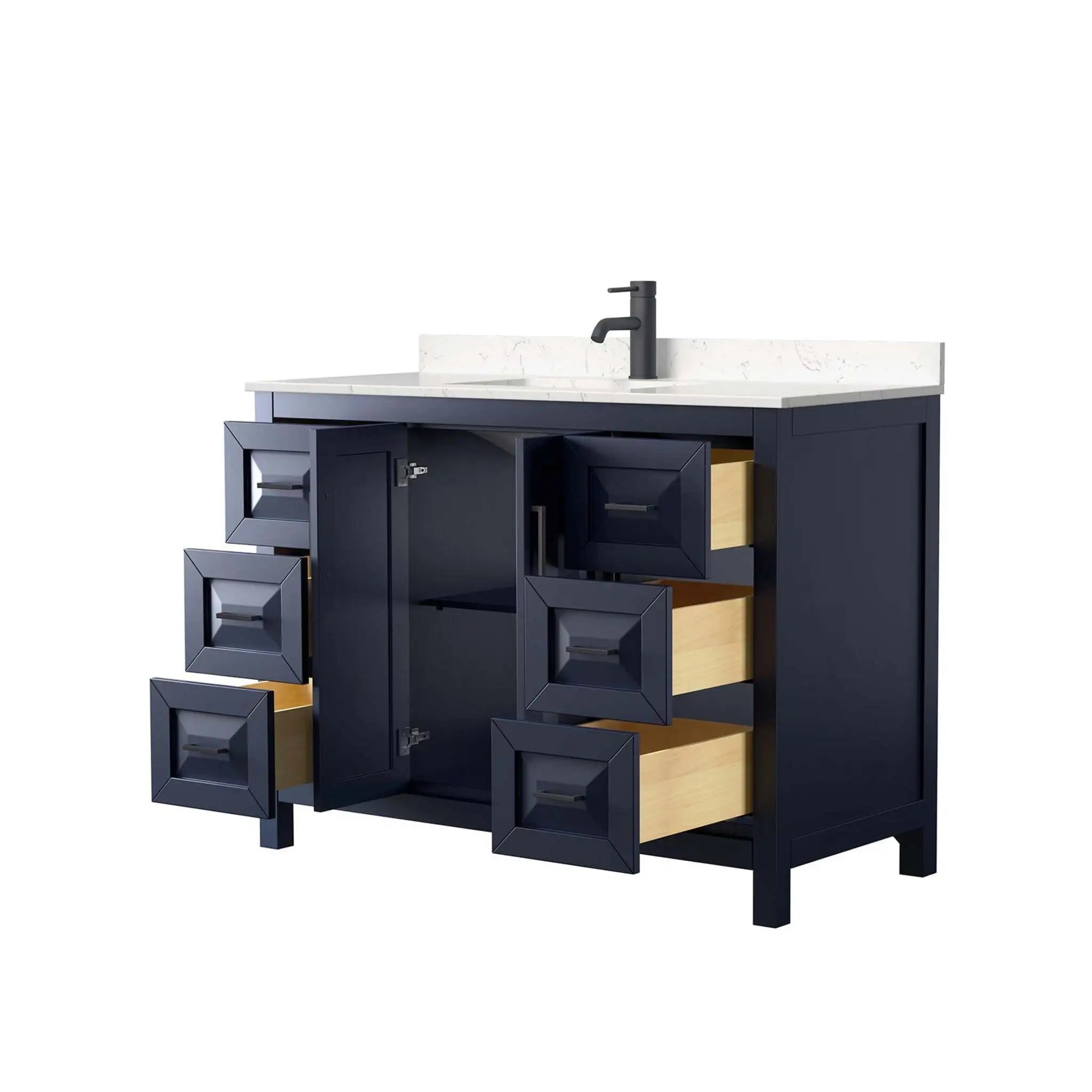 48" Daria Single Bathroom Vanity in Dark Blue with Matte Black Trim by Wyndham