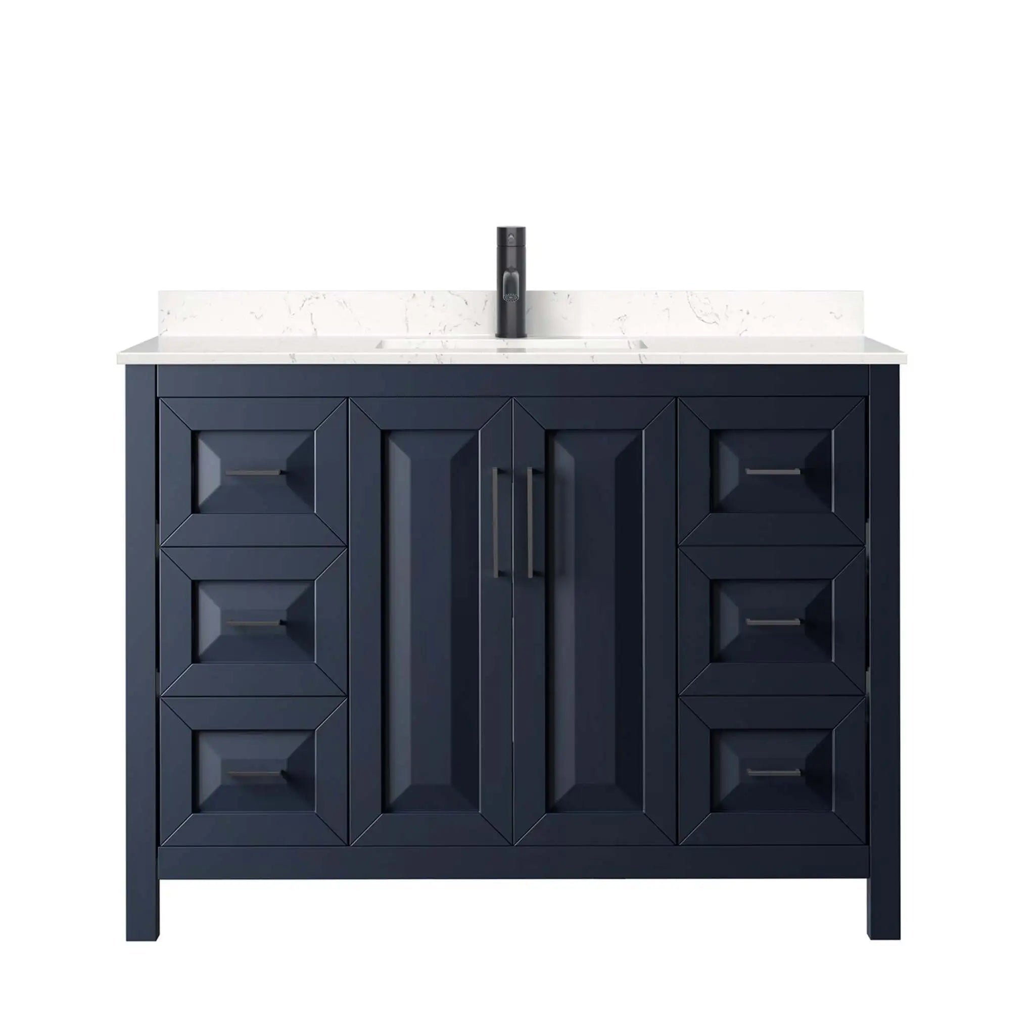 48" Daria Single Bathroom Vanity in Dark Blue with Matte Black Trim by Wyndham