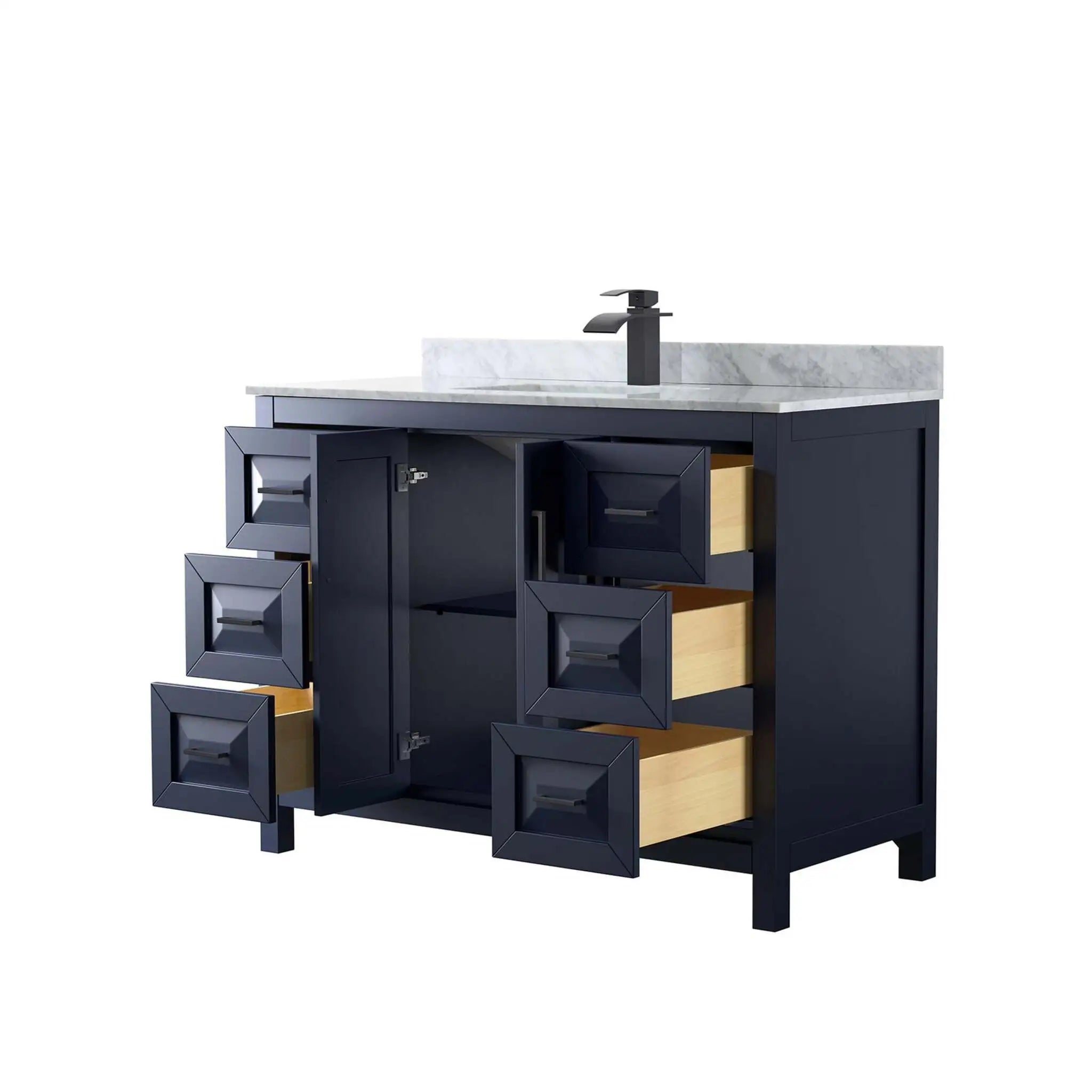 48" Daria Single Bathroom Vanity in Dark Blue with Matte Black Trim by Wyndham
