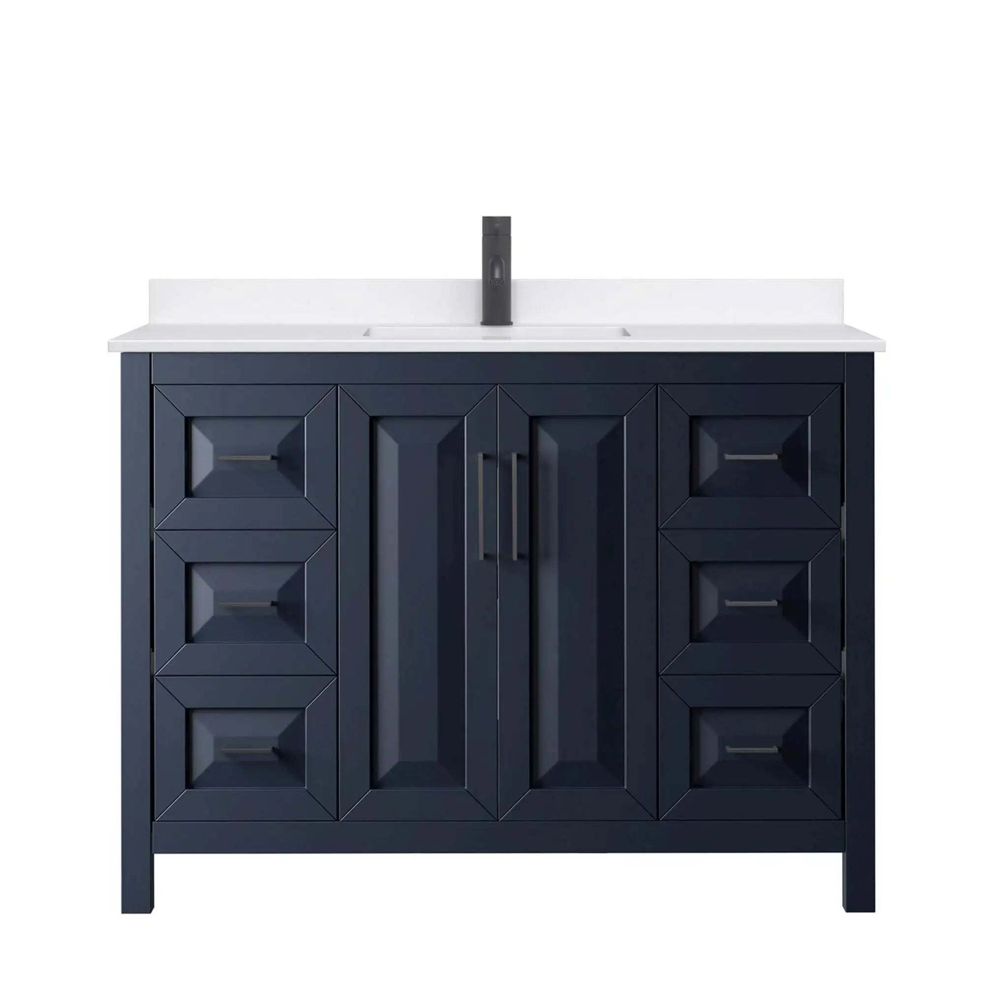 48" Daria Single Bathroom Vanity in Dark Blue with Matte Black Trim by Wyndham