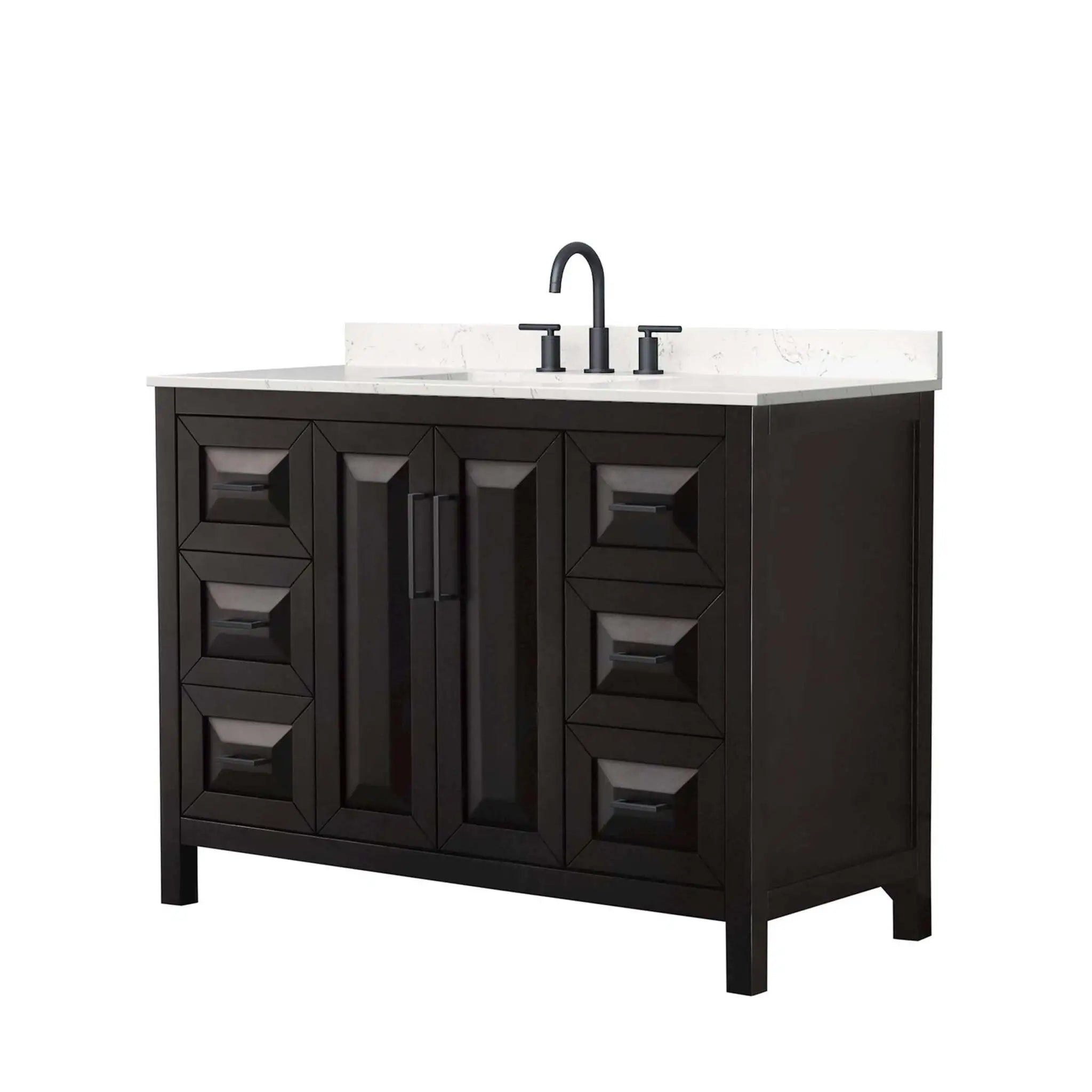48" Daria Single Bathroom Vanity in Dark Espresso with Matte Black Trim by Wyndham