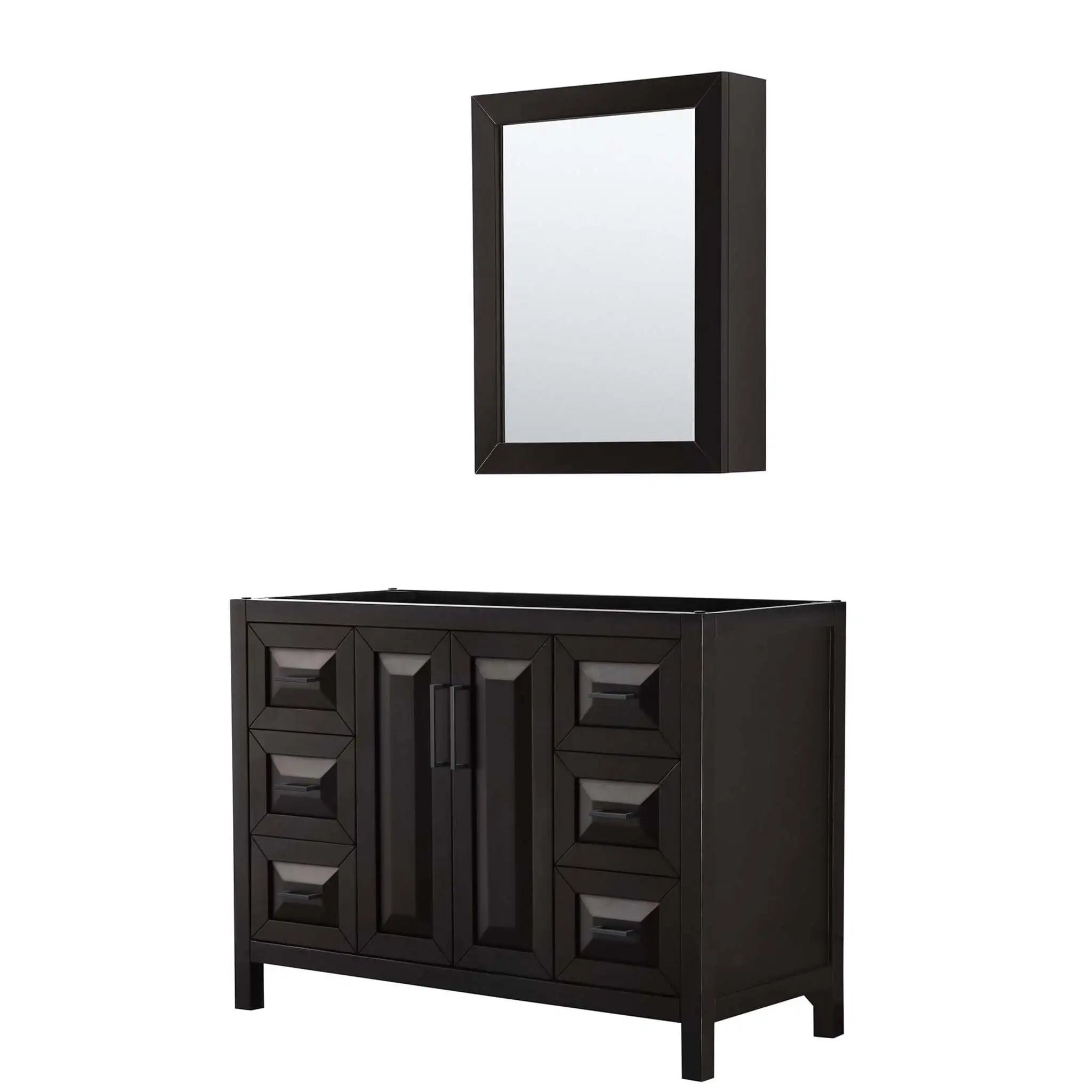 48" Daria Single Bathroom Vanity in Dark Espresso with Matte Black Trim & Medicine Cabinet by Wyndham