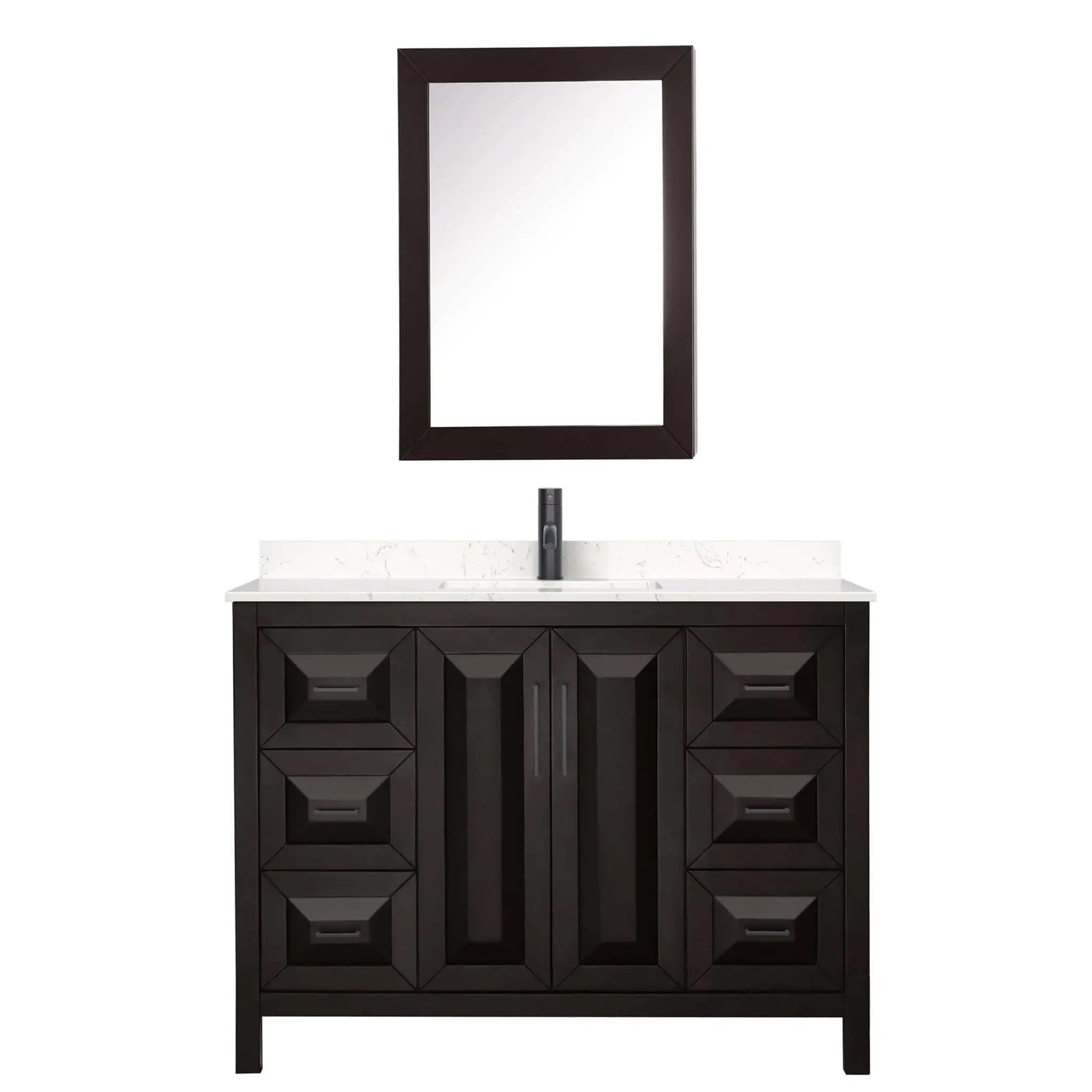 48" Daria Single Bathroom Vanity in Dark Espresso with Matte Black Trim & Medicine Cabinet by Wyndham