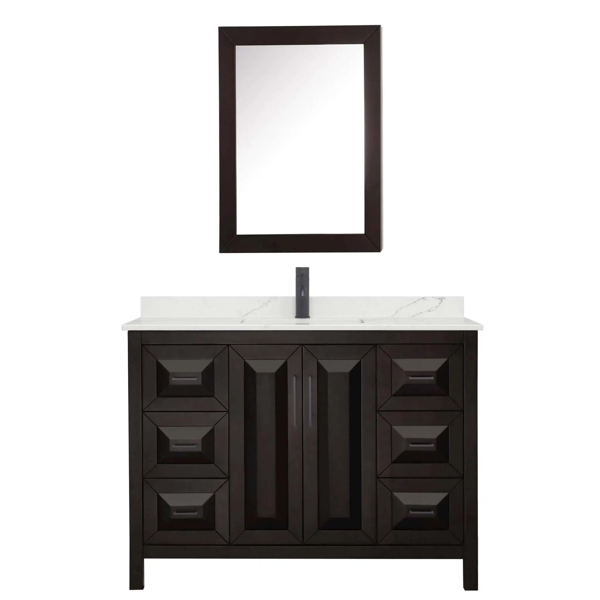 48" Daria Single Bathroom Vanity in Dark Espresso with Matte Black Trim & Medicine Cabinet by Wyndham