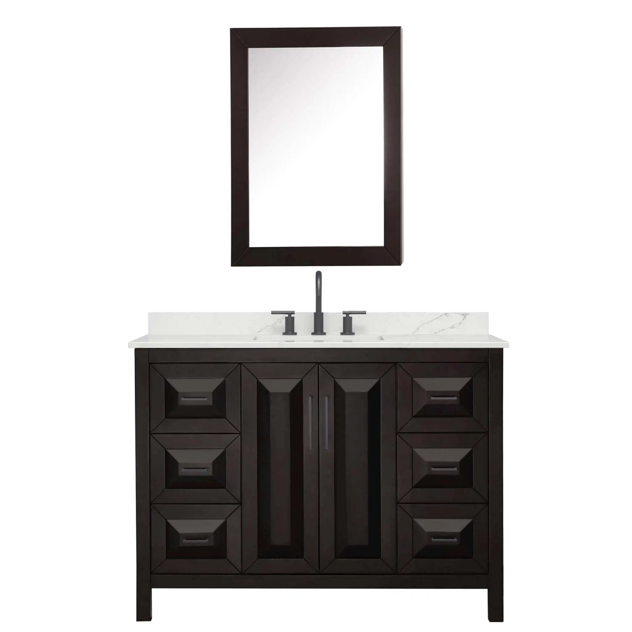 48" Daria Single Bathroom Vanity in Dark Espresso with Matte Black Trim & Medicine Cabinet by Wyndham