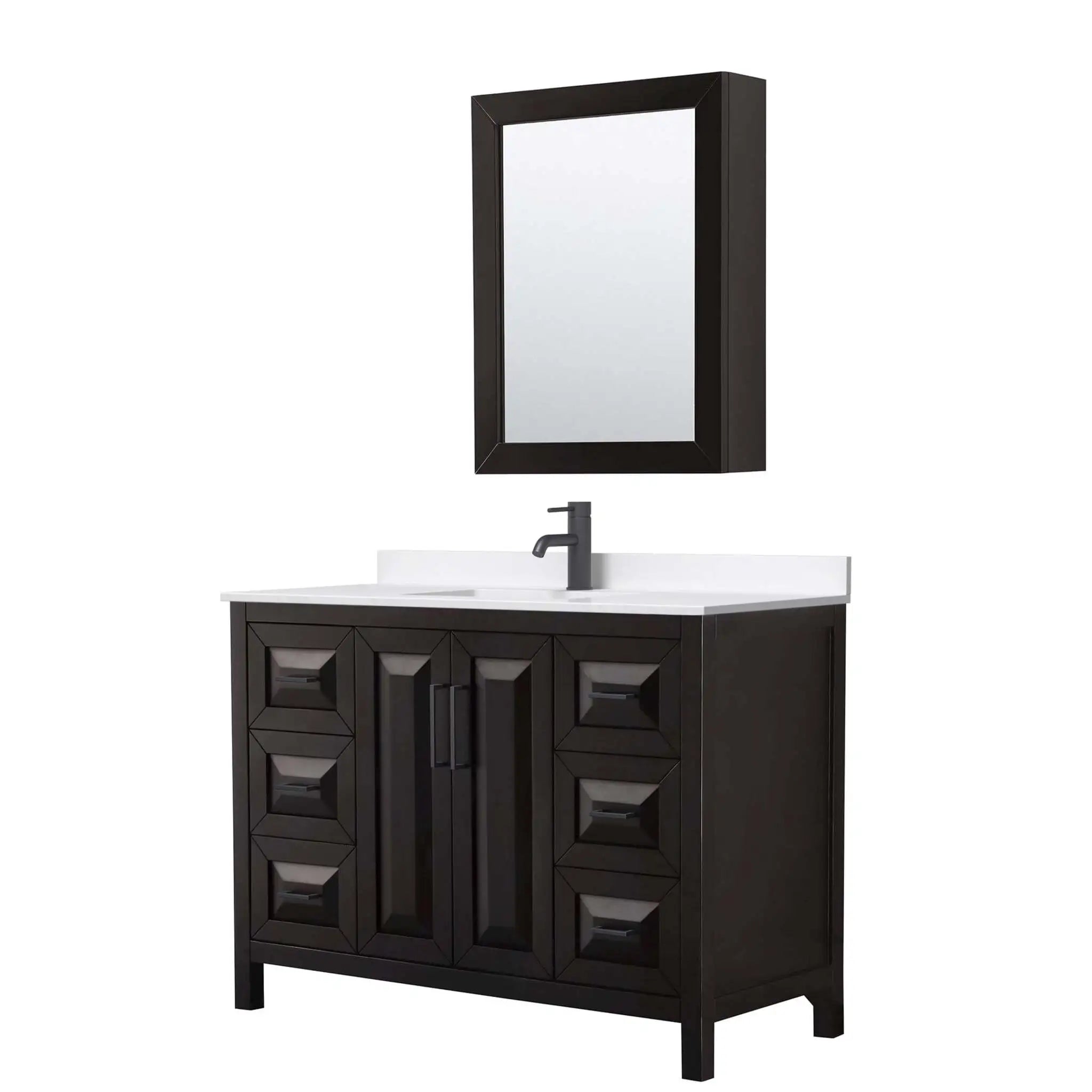 48" Daria Single Bathroom Vanity in Dark Espresso with Matte Black Trim & Medicine Cabinet by Wyndham