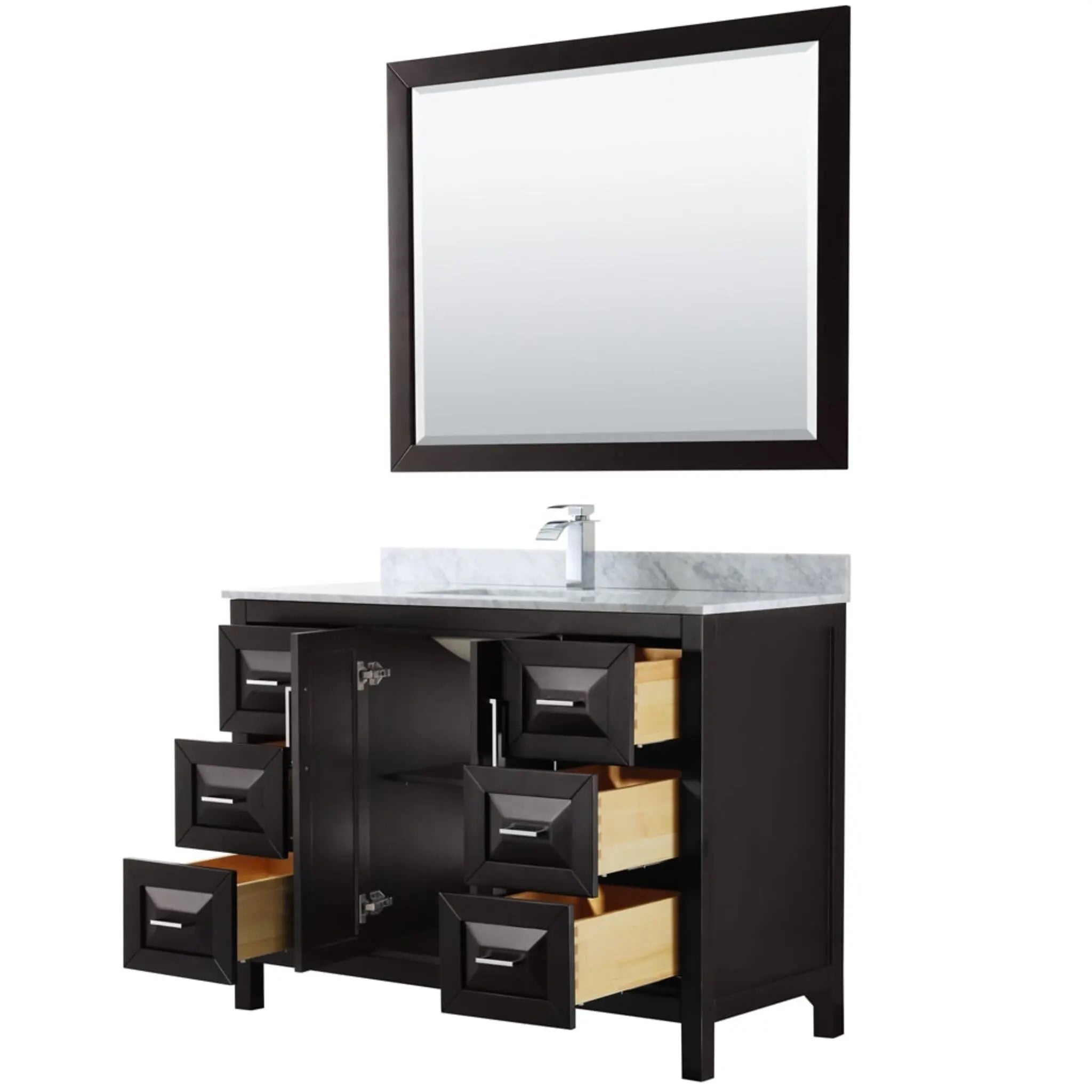 48" Daria Single Bathroom Vanity in Dark Espresso with Polished Chrome Trim & 46" Mirror by Wyndham