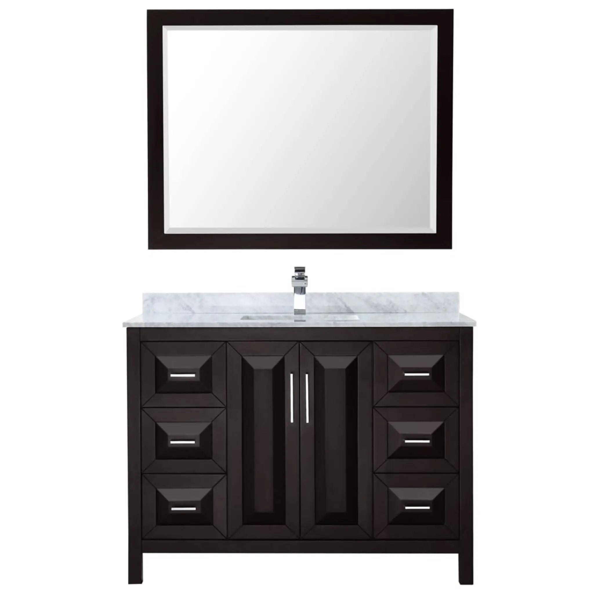48" Daria Single Bathroom Vanity in Dark Espresso with Polished Chrome Trim & 46" Mirror by Wyndham