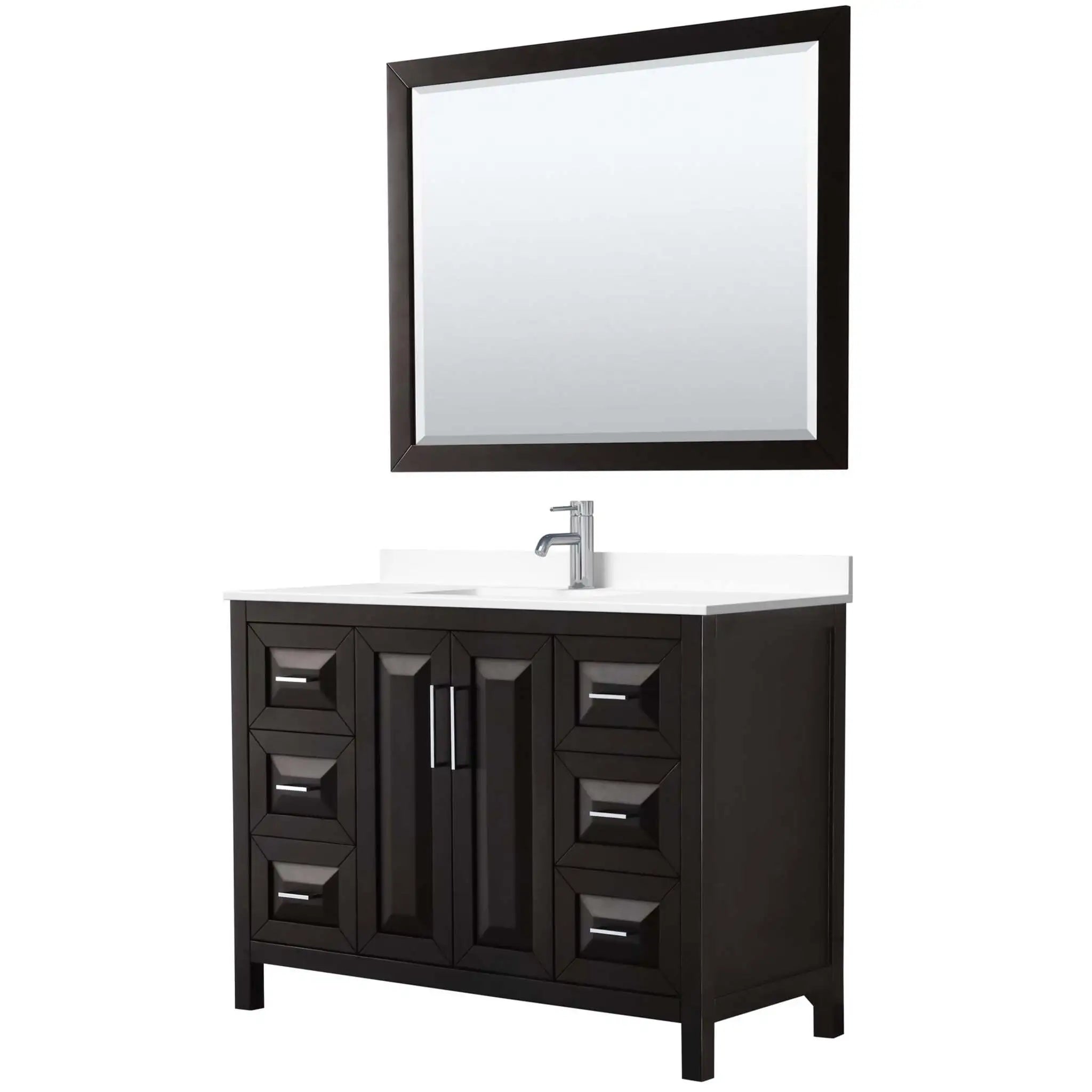 48" Daria Single Bathroom Vanity in Dark Espresso with Polished Chrome Trim & 46" Mirror by Wyndham