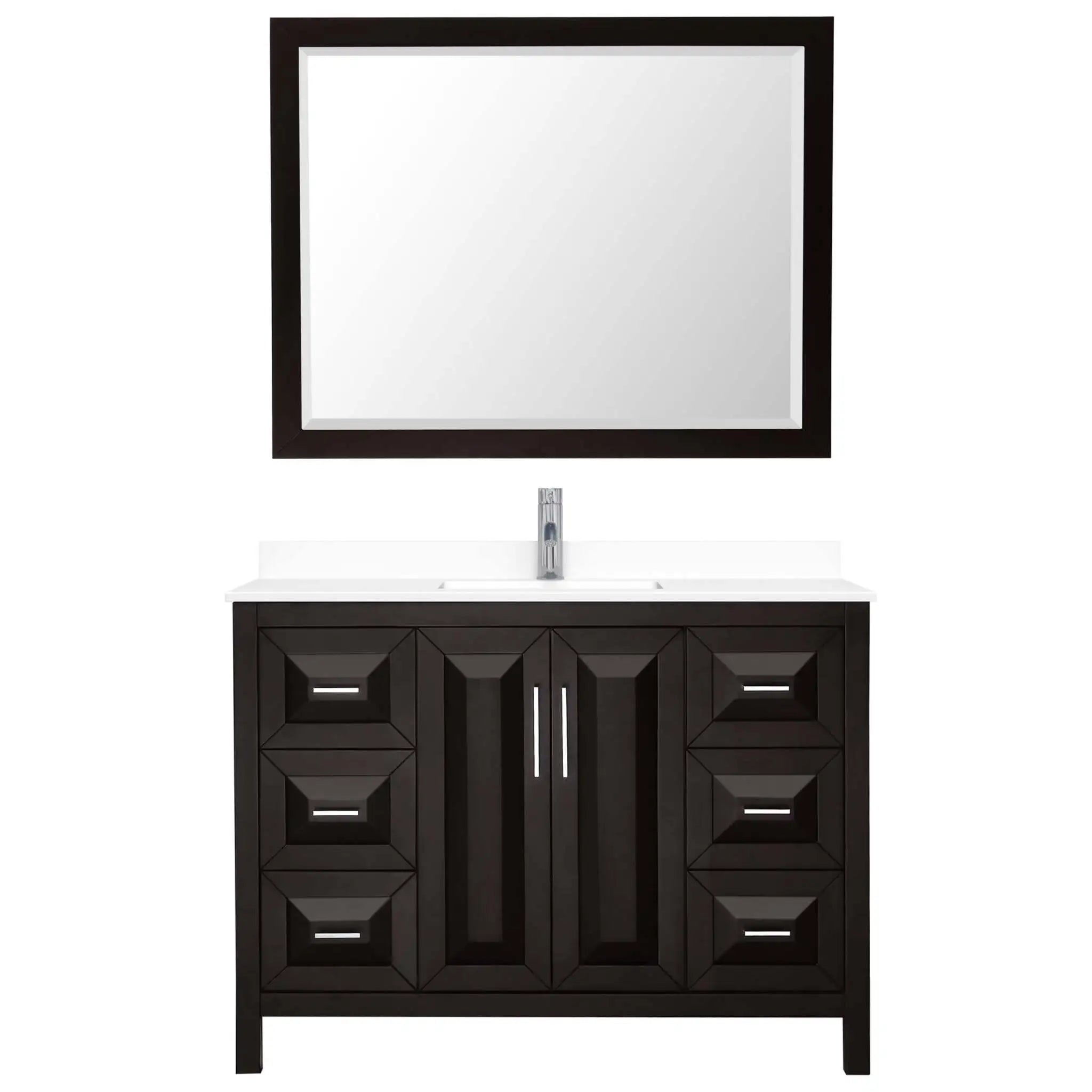 48" Daria Single Bathroom Vanity in Dark Espresso with Polished Chrome Trim & 46" Mirror by Wyndham