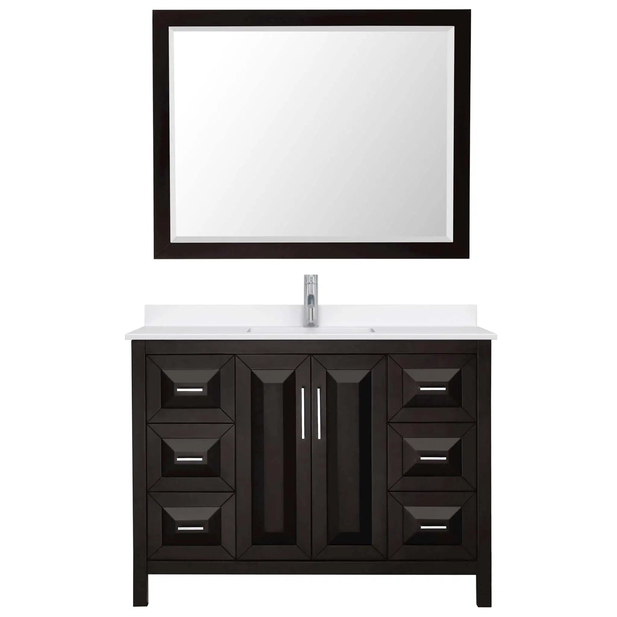 48" Daria Single Bathroom Vanity in Dark Espresso with Polished Chrome Trim & 46" Mirror by Wyndham