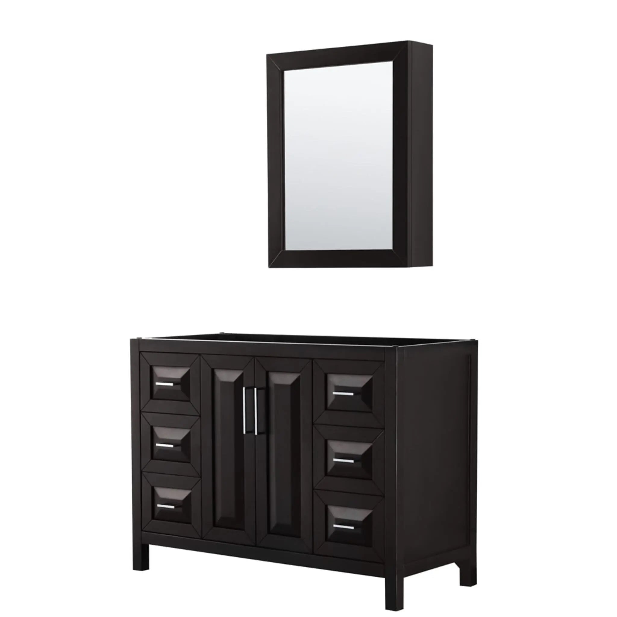 48" Daria Single Bathroom Vanity in Dark Espresso with Polished Chrome Trim & Medicine Cabinet by Wyndham