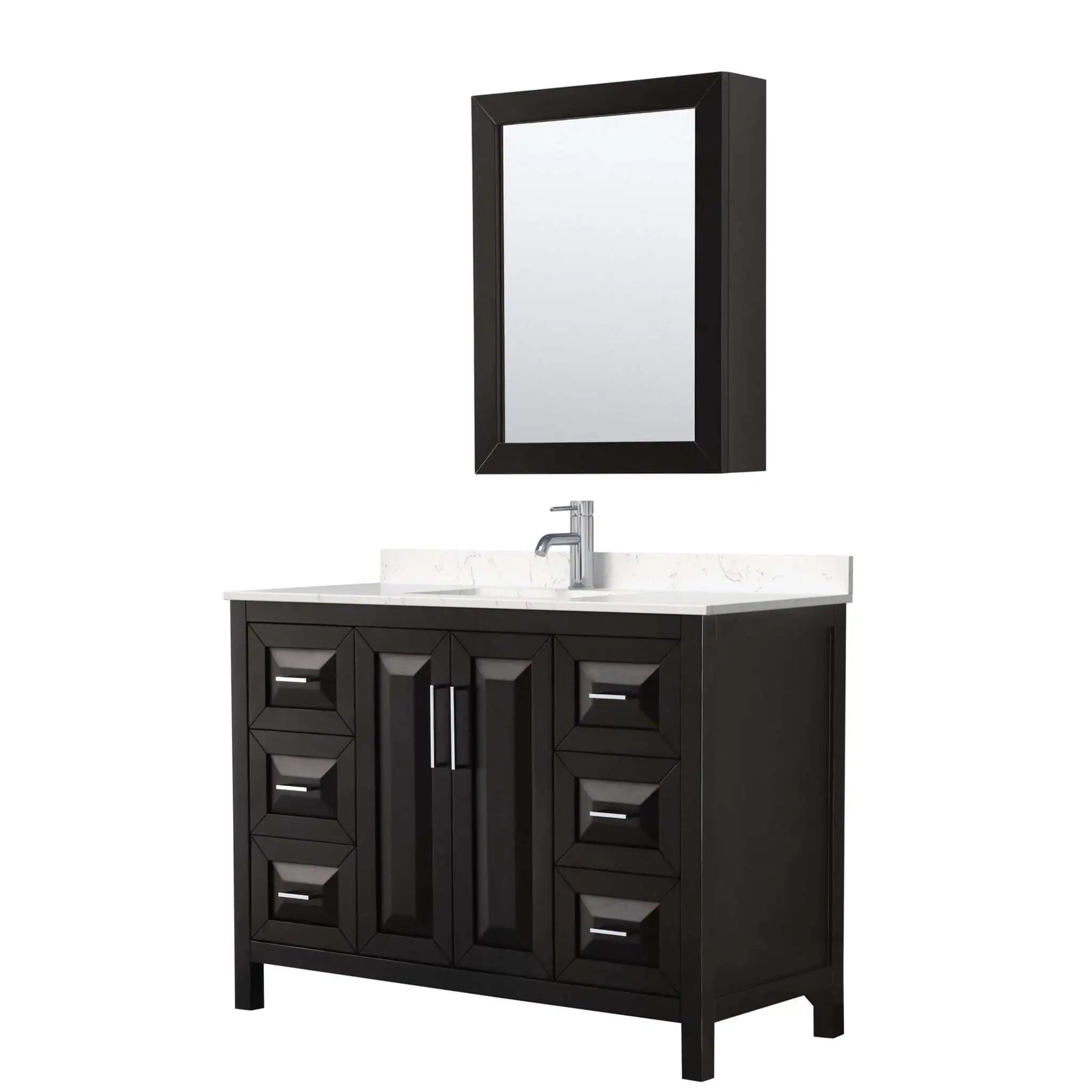48" Daria Single Bathroom Vanity in Dark Espresso with Polished Chrome Trim & Medicine Cabinet by Wyndham