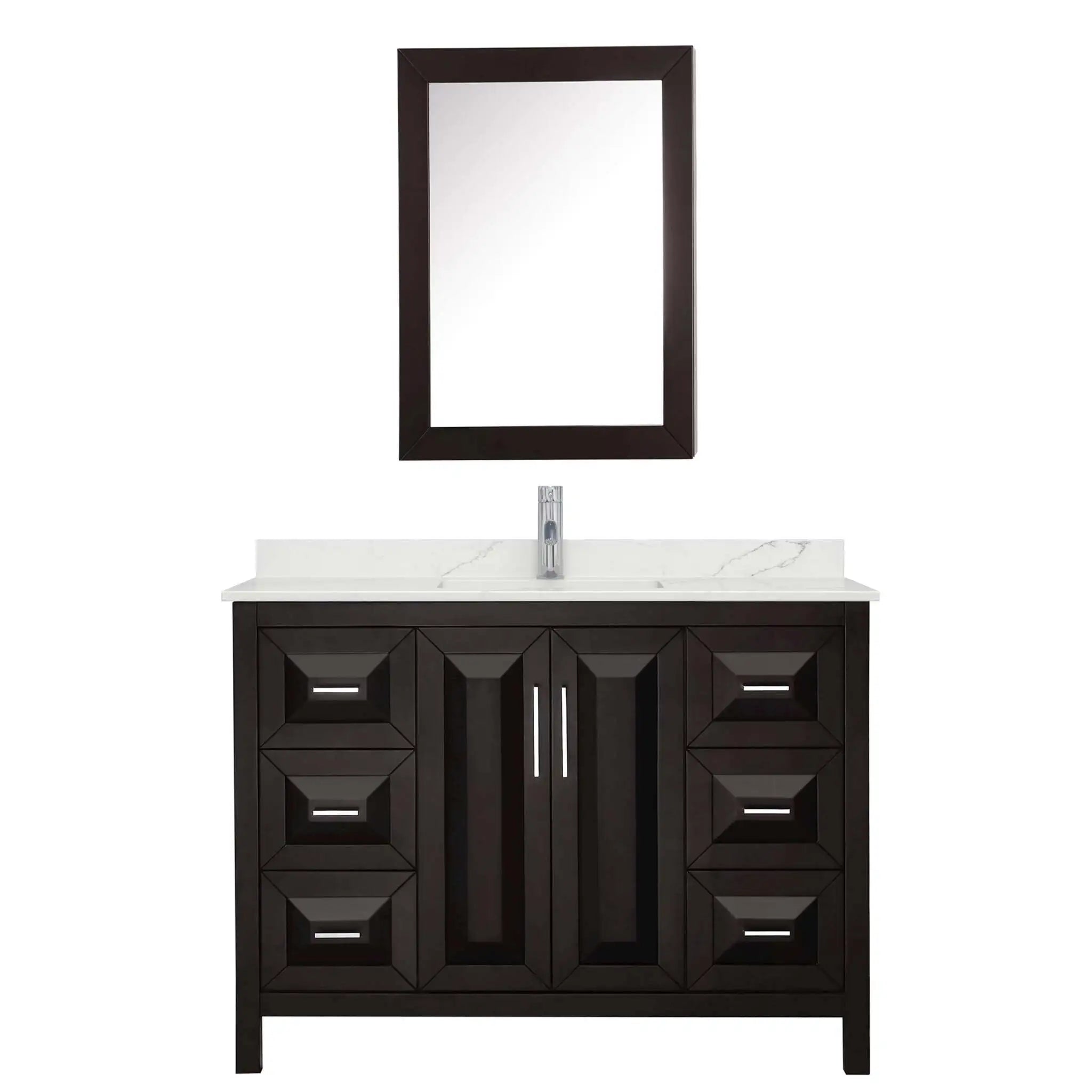 48" Daria Single Bathroom Vanity in Dark Espresso with Polished Chrome Trim & Medicine Cabinet by Wyndham
