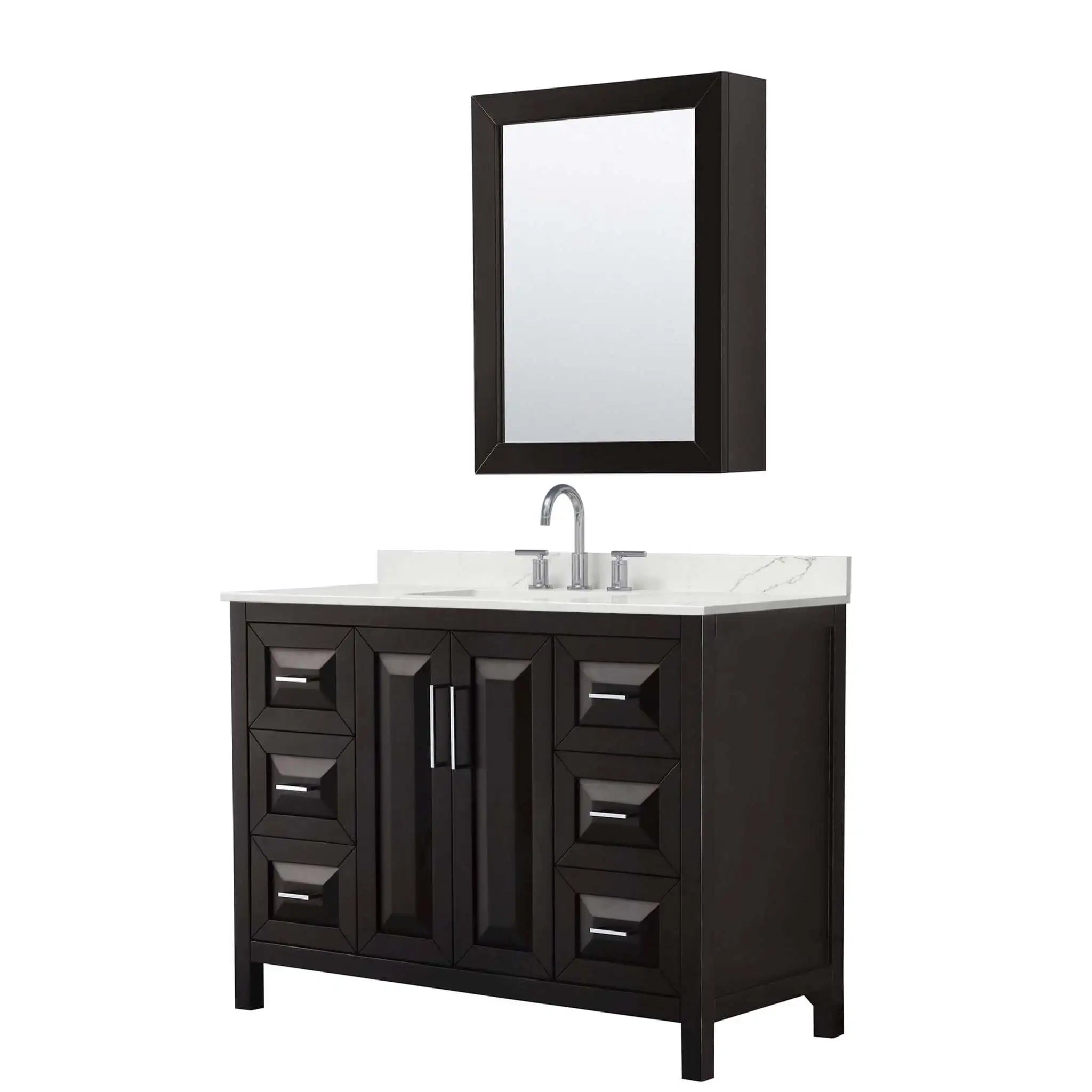 48" Daria Single Bathroom Vanity in Dark Espresso with Polished Chrome Trim & Medicine Cabinet by Wyndham