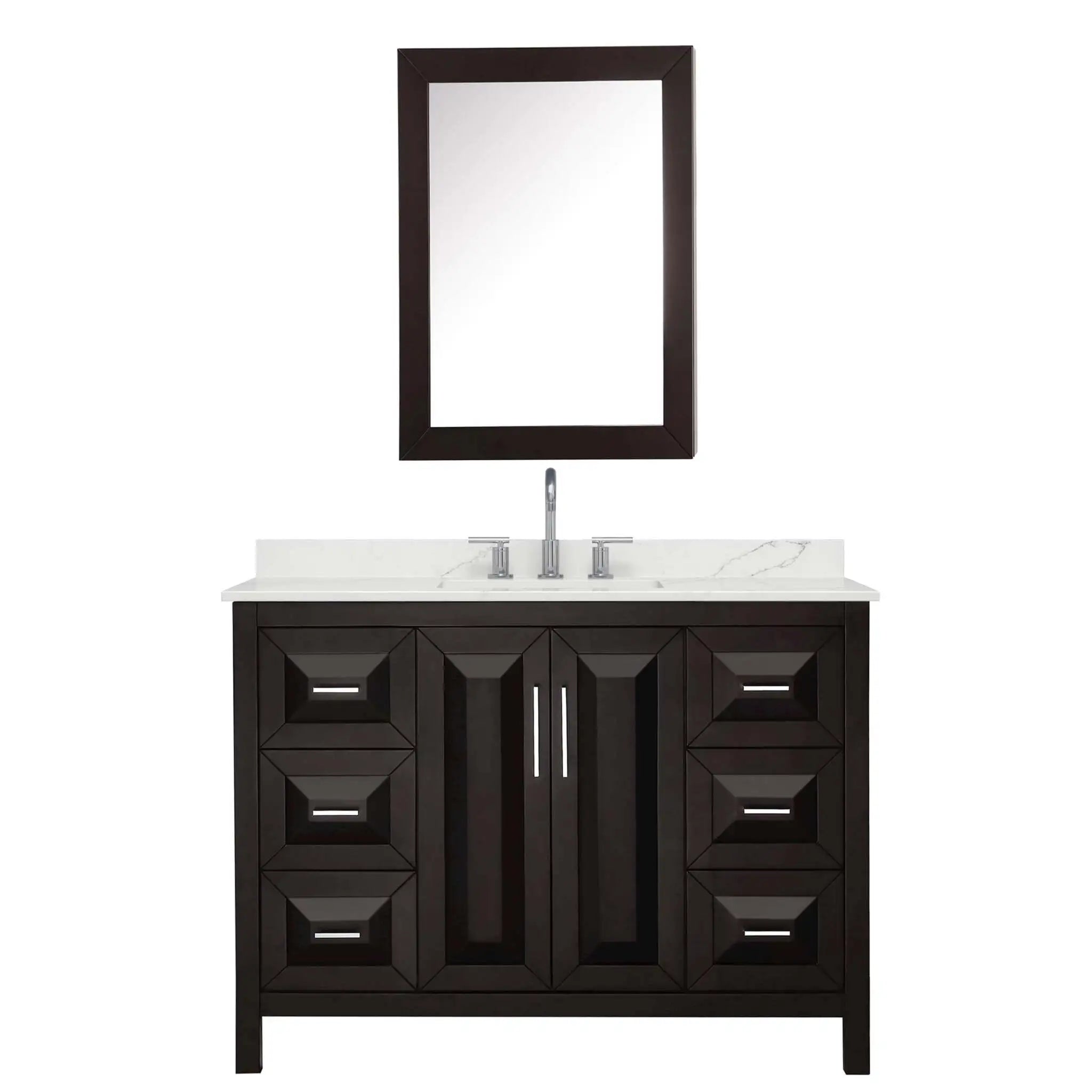 48" Daria Single Bathroom Vanity in Dark Espresso with Polished Chrome Trim & Medicine Cabinet by Wyndham