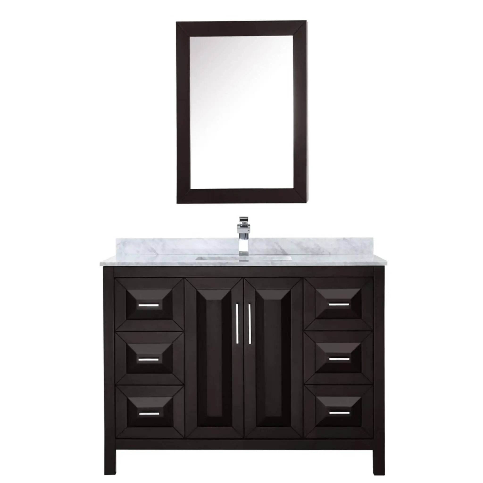 48" Daria Single Bathroom Vanity in Dark Espresso with Polished Chrome Trim & Medicine Cabinet by Wyndham