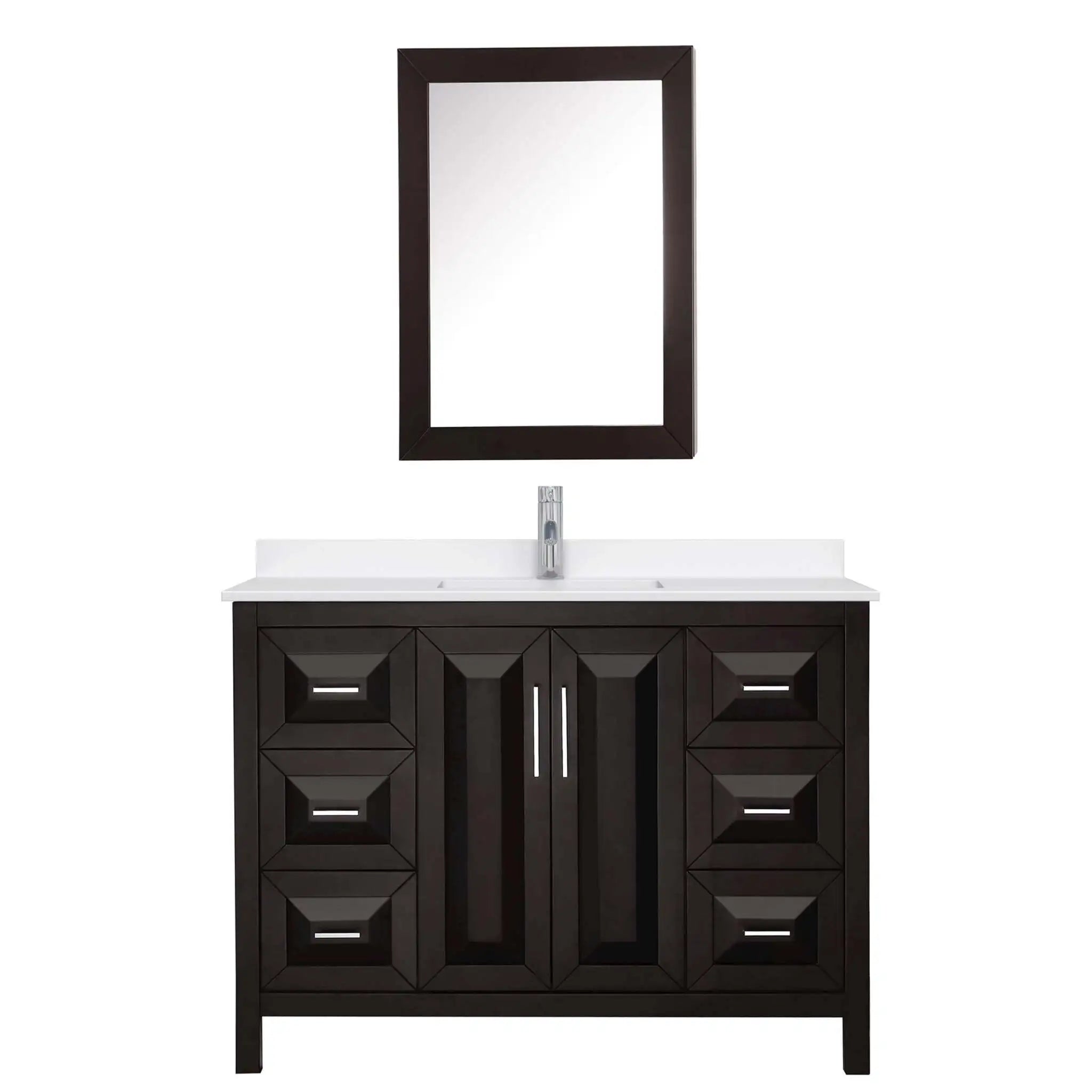 48" Daria Single Bathroom Vanity in Dark Espresso with Polished Chrome Trim & Medicine Cabinet by Wyndham