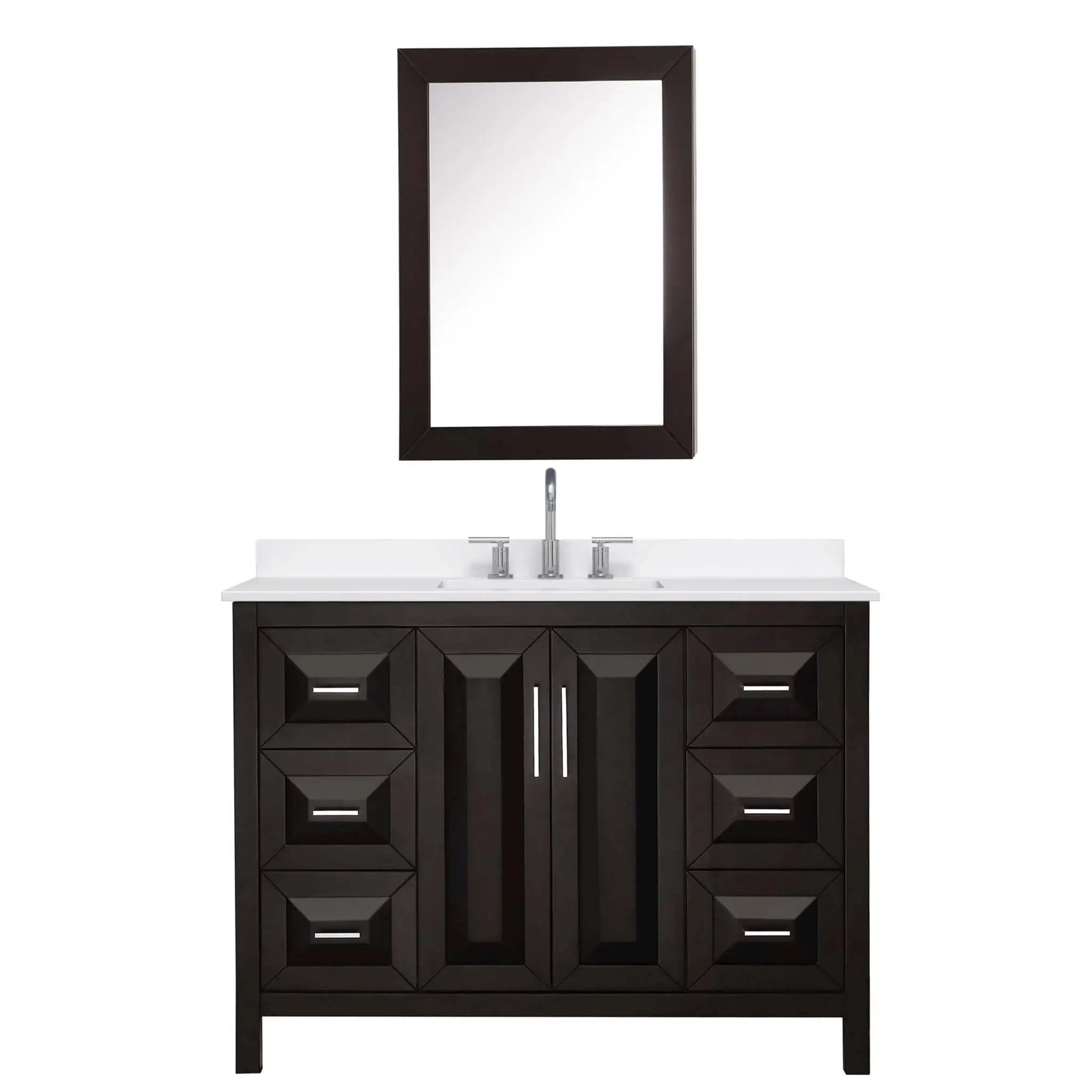 48" Daria Single Bathroom Vanity in Dark Espresso with Polished Chrome Trim & Medicine Cabinet by Wyndham