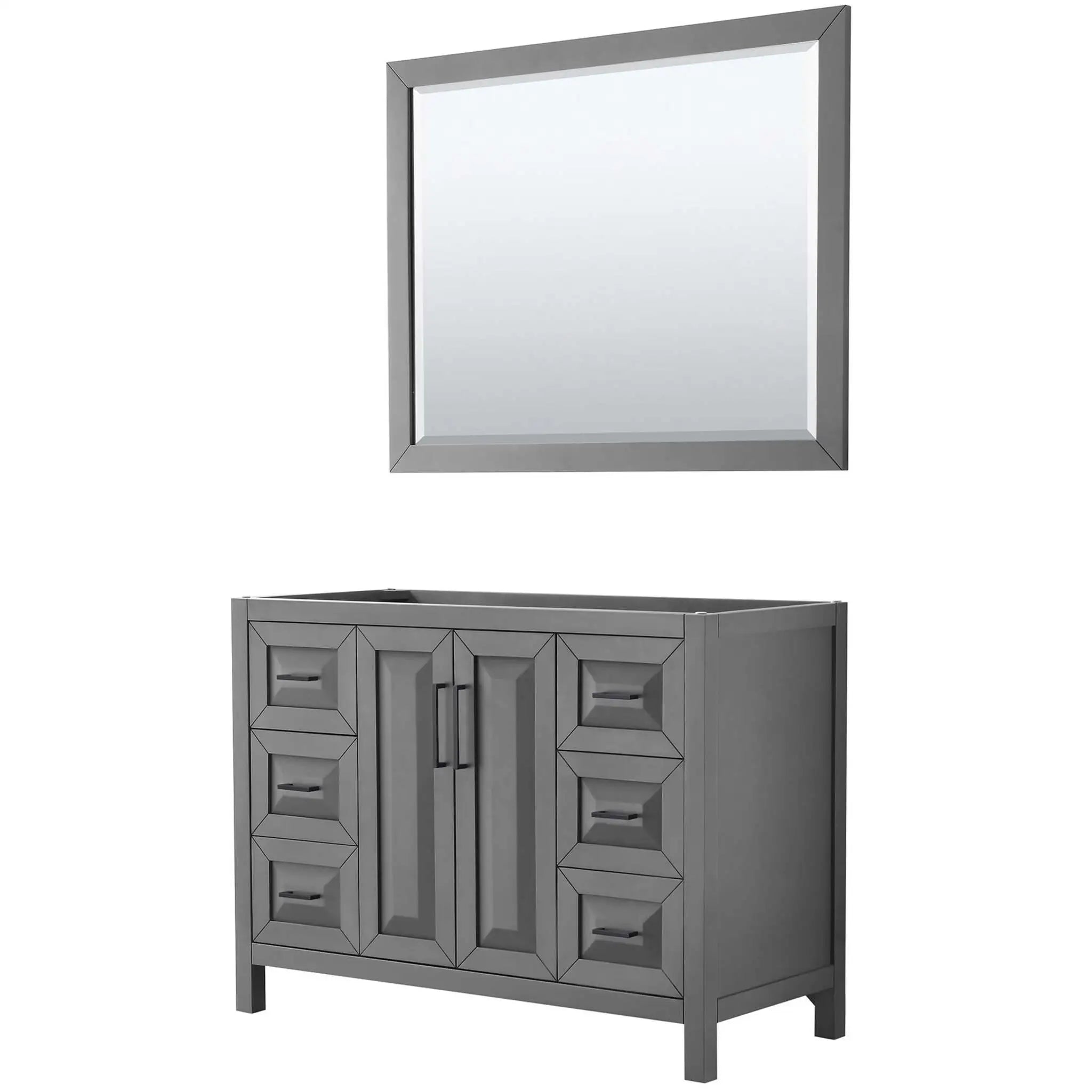 48" Daria Single Bathroom Vanity in Dark Gray with Matte Black Trim & 46" Mirror by Wyndham