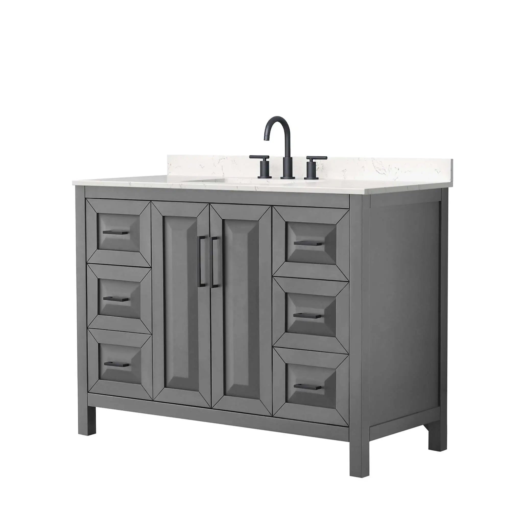 48" Daria Single Bathroom Vanity in Dark Gray with Matte Black Trim by Wyndham