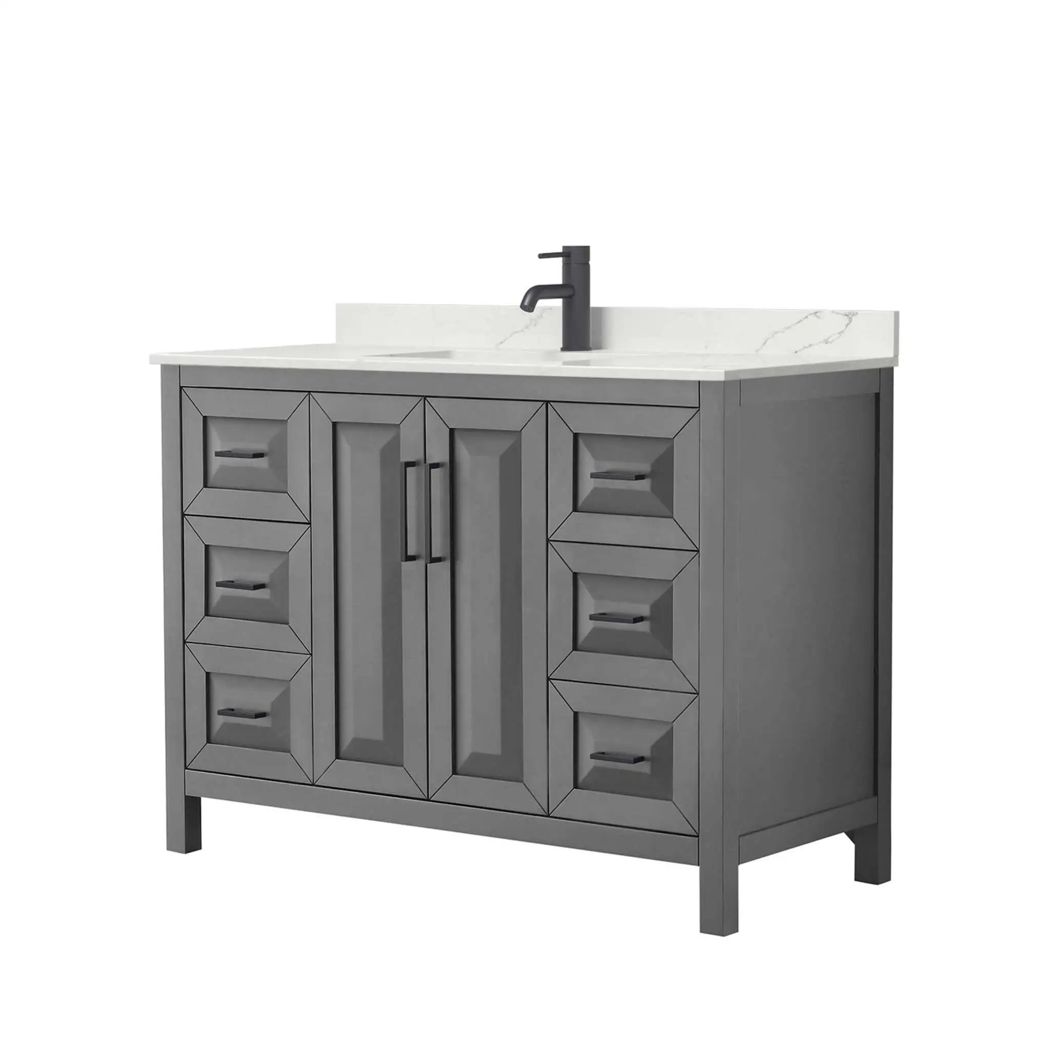 48" Daria Single Bathroom Vanity in Dark Gray with Matte Black Trim by Wyndham
