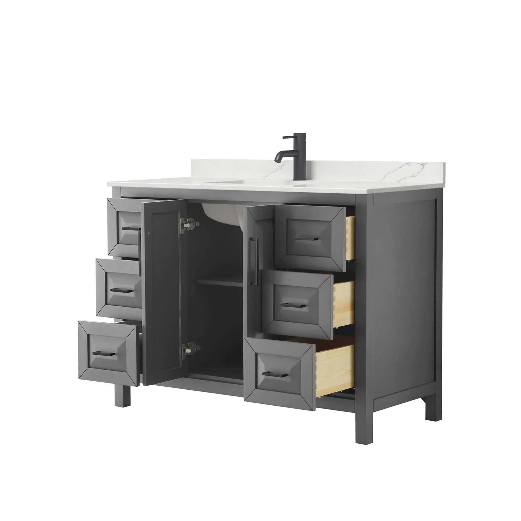 48" Daria Single Bathroom Vanity in Dark Gray with Matte Black Trim by Wyndham