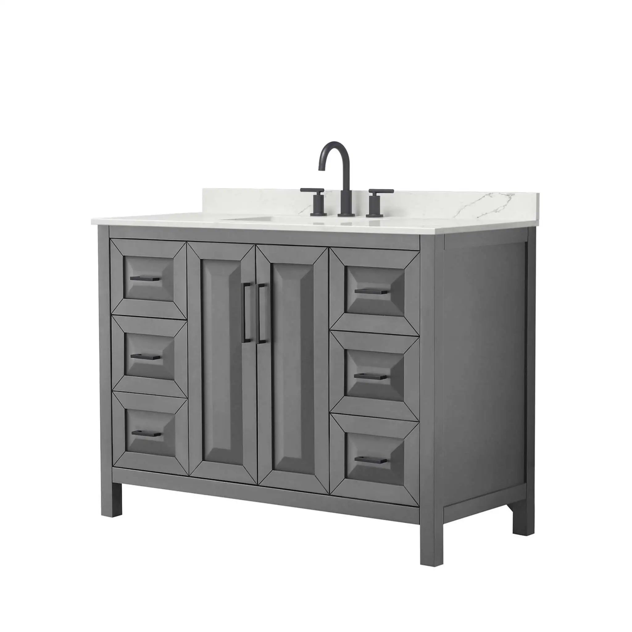 48" Daria Single Bathroom Vanity in Dark Gray with Matte Black Trim by Wyndham