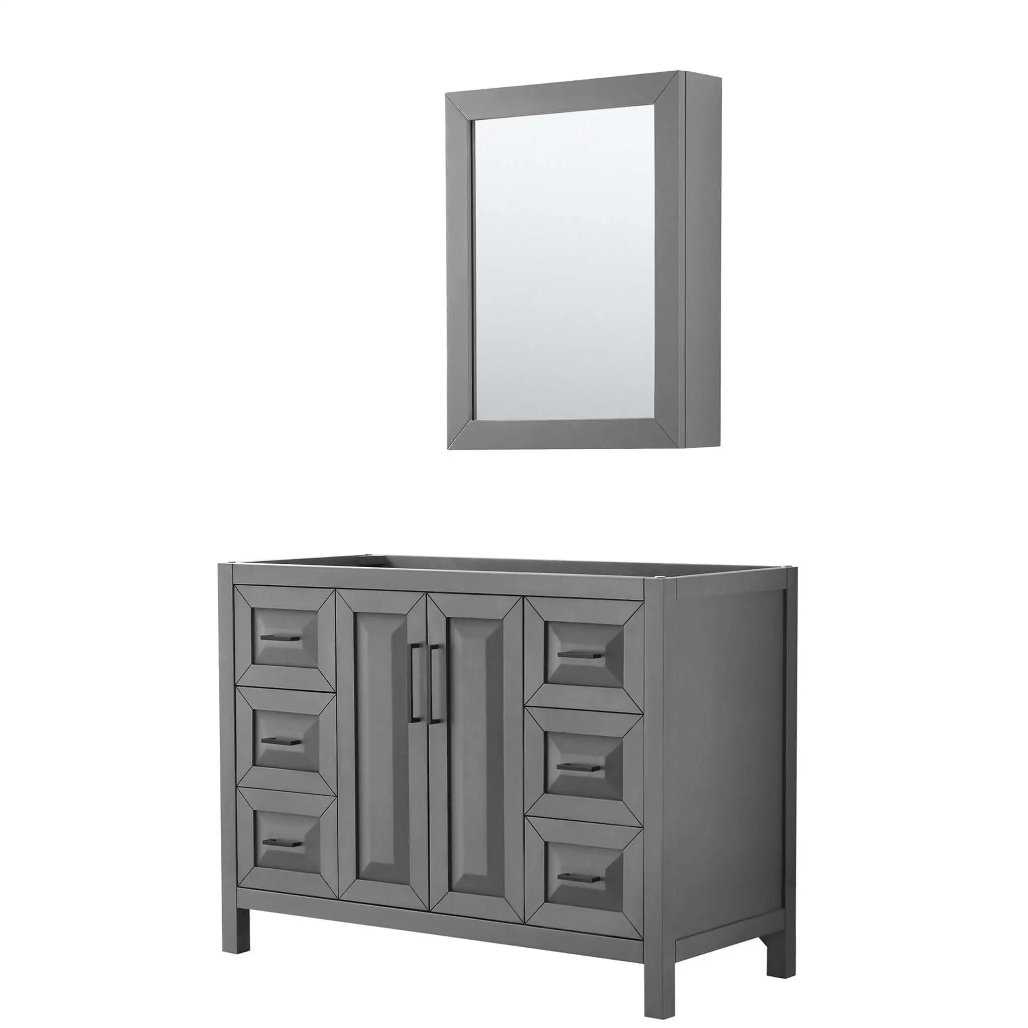 48" Daria Single Bathroom Vanity in Dark Gray with Matte Black Trim & Medicine Cabinet by Wyndham