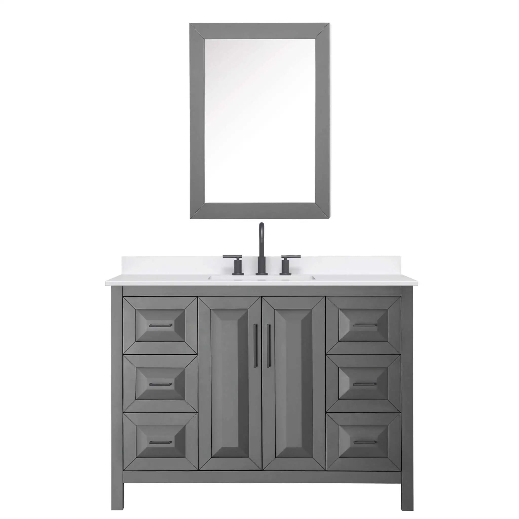 48" Daria Single Bathroom Vanity in Dark Gray with Matte Black Trim & Medicine Cabinet by Wyndham