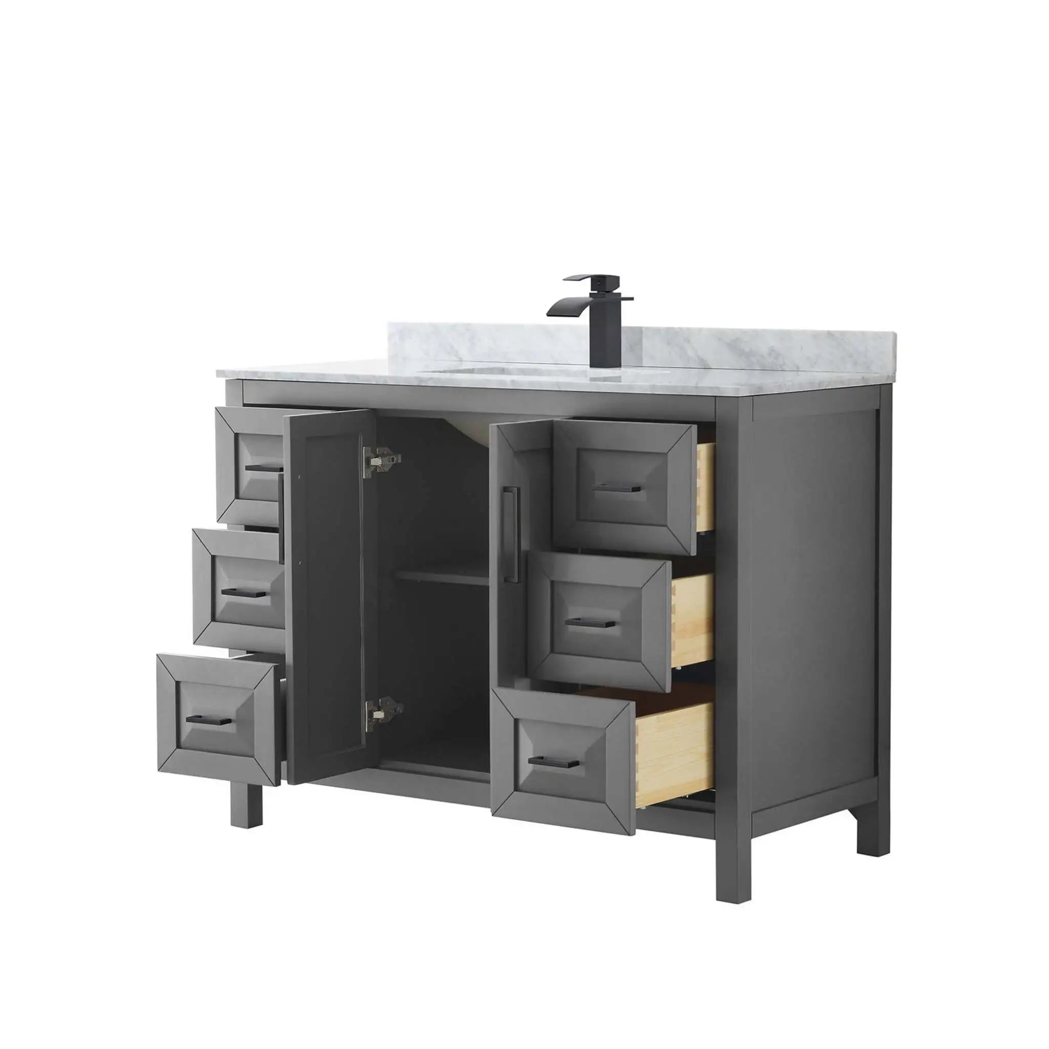 48" Daria Single Bathroom Vanity in Dark Gray with Matte Black Trim by Wyndham