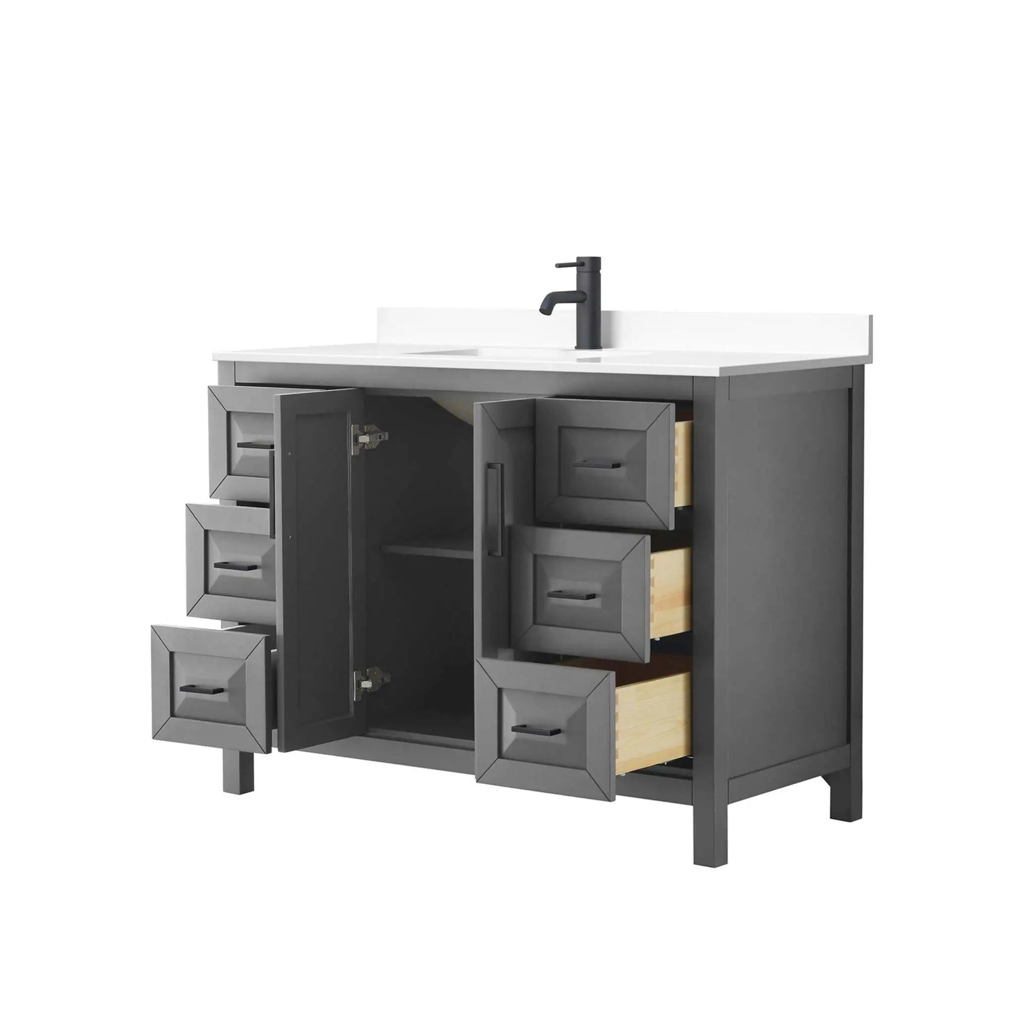 48" Daria Single Bathroom Vanity in Dark Gray with Matte Black Trim by Wyndham