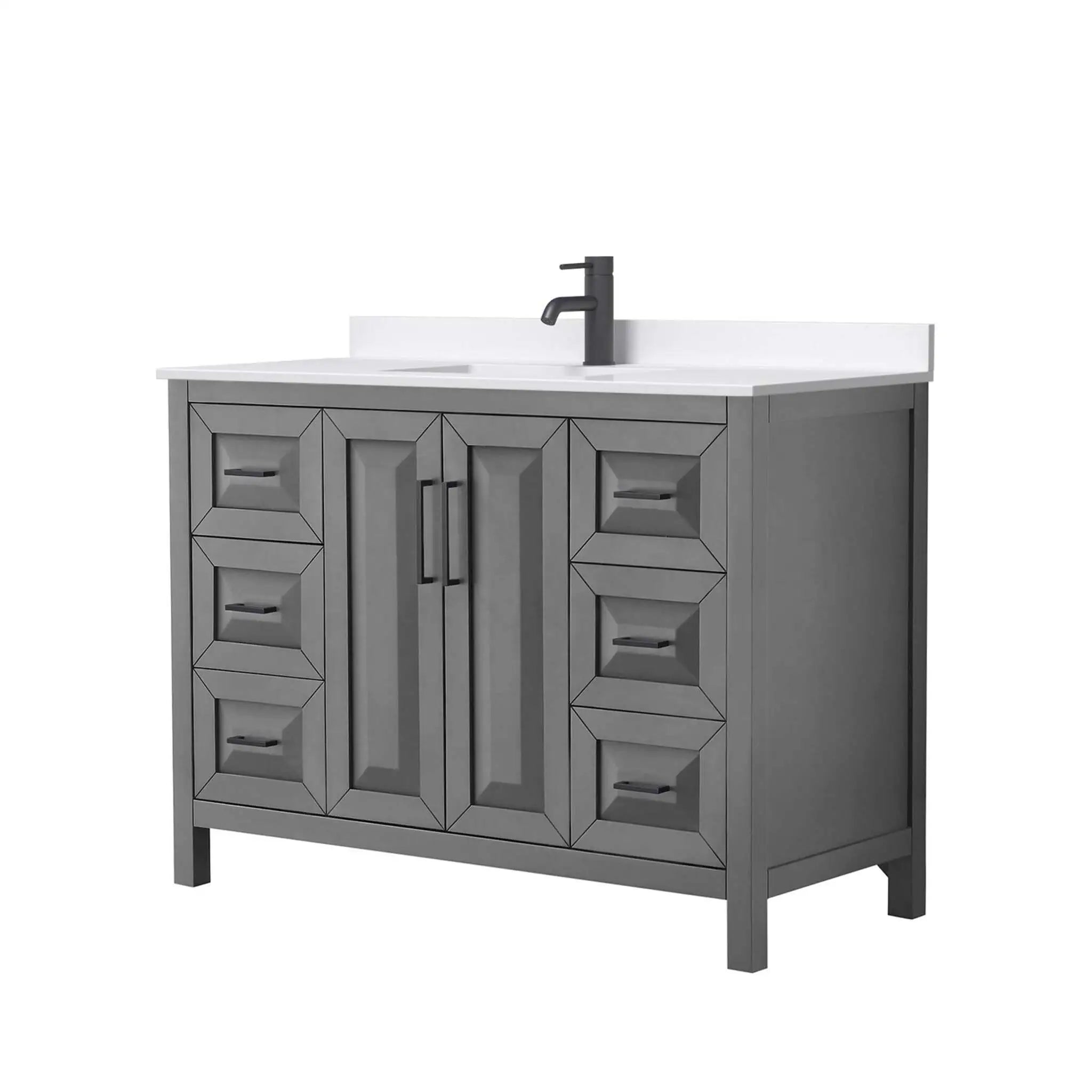 48" Daria Single Bathroom Vanity in Dark Gray with Matte Black Trim by Wyndham
