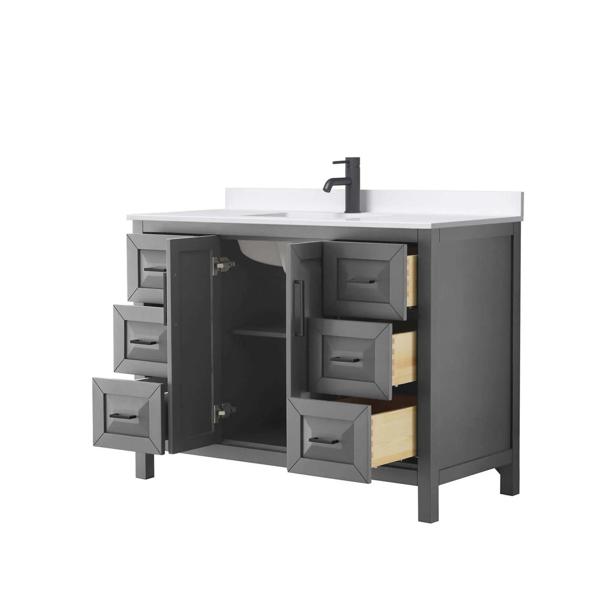 48" Daria Single Bathroom Vanity in Dark Gray with Matte Black Trim by Wyndham
