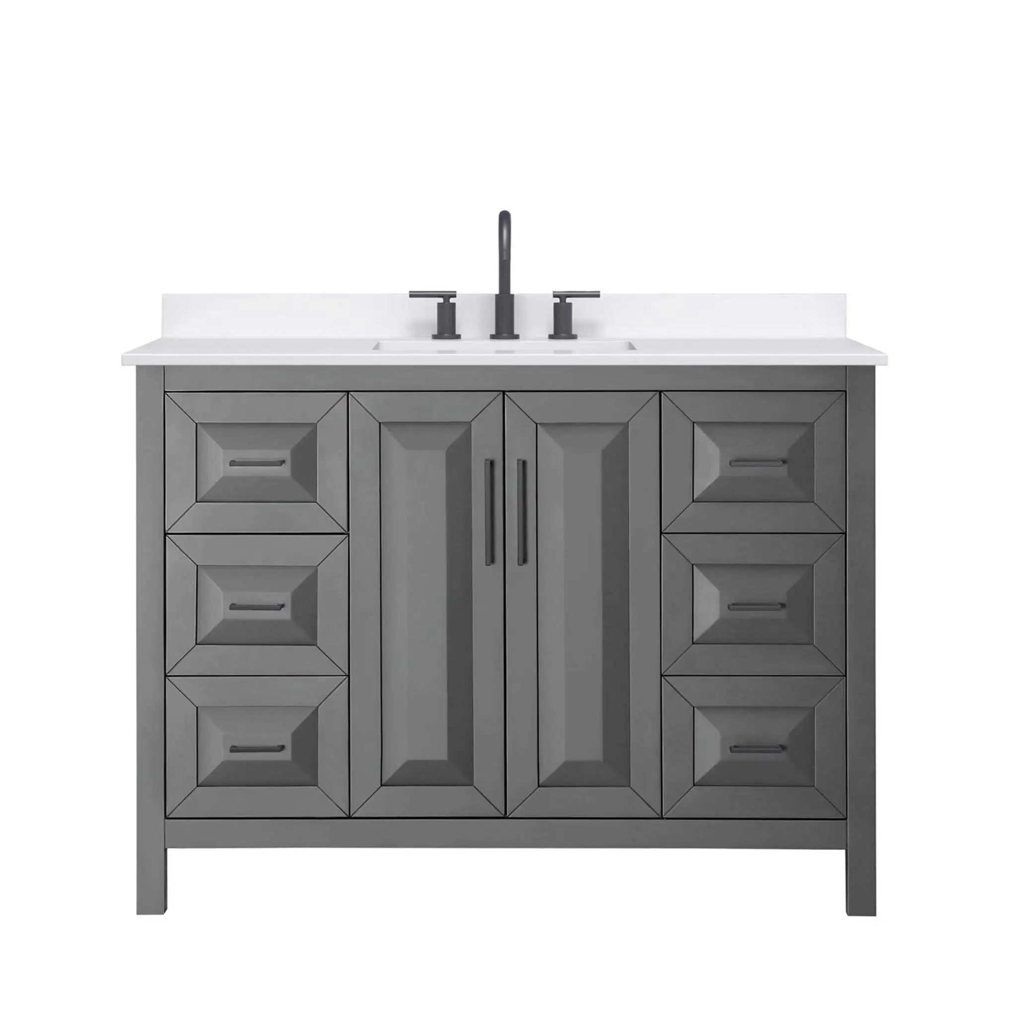48" Daria Single Bathroom Vanity in Dark Gray with Matte Black Trim by Wyndham