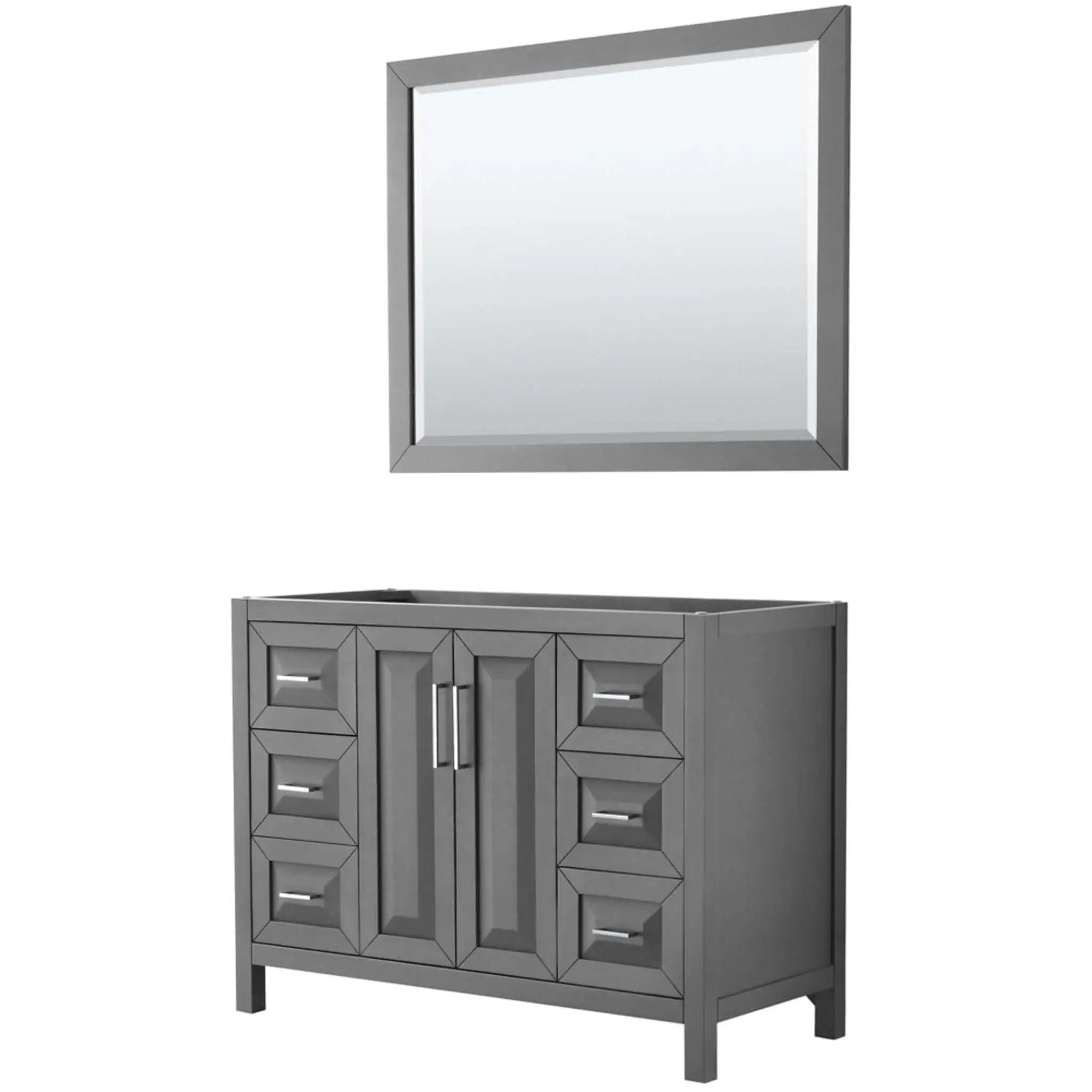 48" Daria Single Bathroom Vanity in Dark Gray with Polished Chrome Trim & 46" Mirror by Wyndham