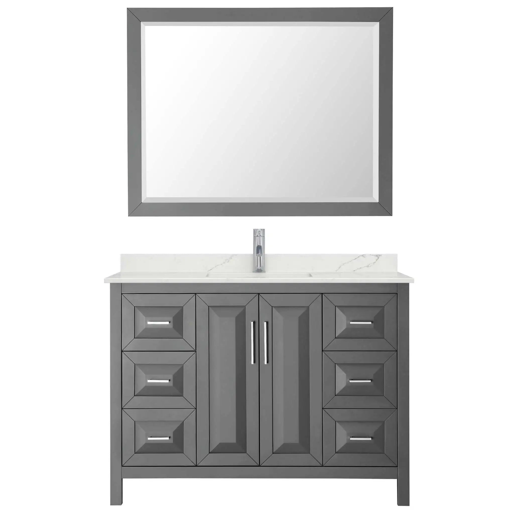 48" Daria Single Bathroom Vanity in Dark Gray with Polished Chrome Trim & 46" Mirror by Wyndham
