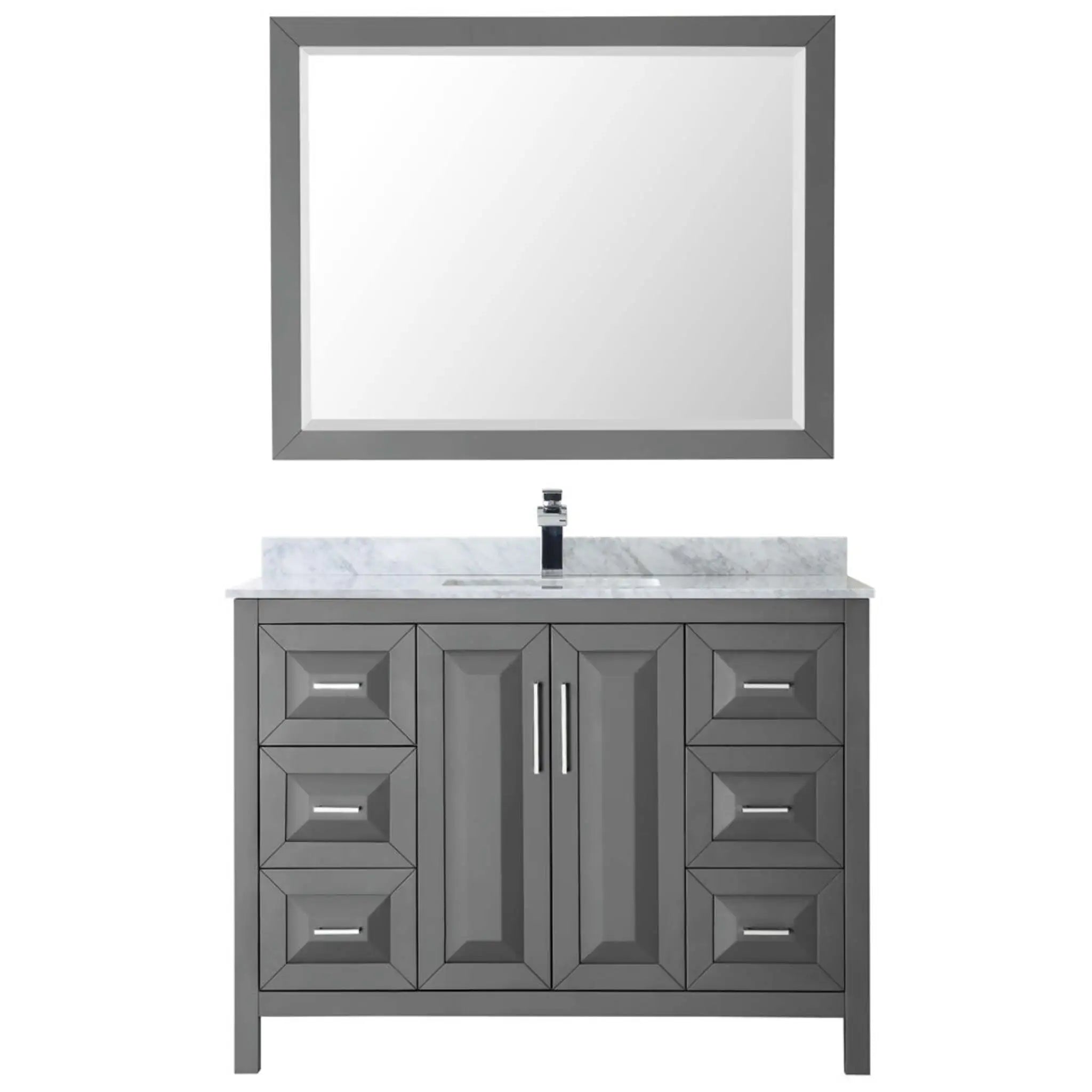 48" Daria Single Bathroom Vanity in Dark Gray with Polished Chrome Trim & 46" Mirror by Wyndham