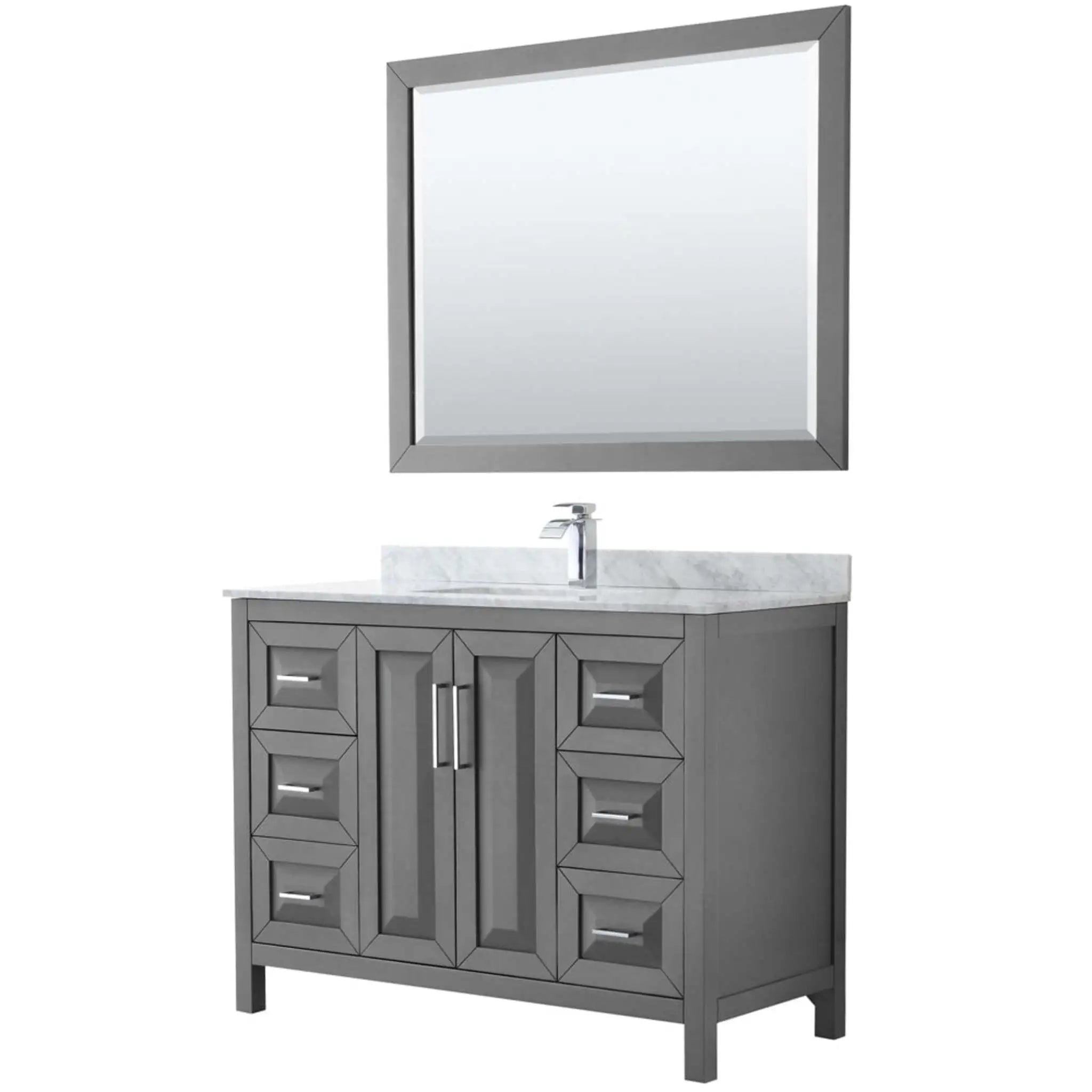 48" Daria Single Bathroom Vanity in Dark Gray with Polished Chrome Trim & 46" Mirror by Wyndham